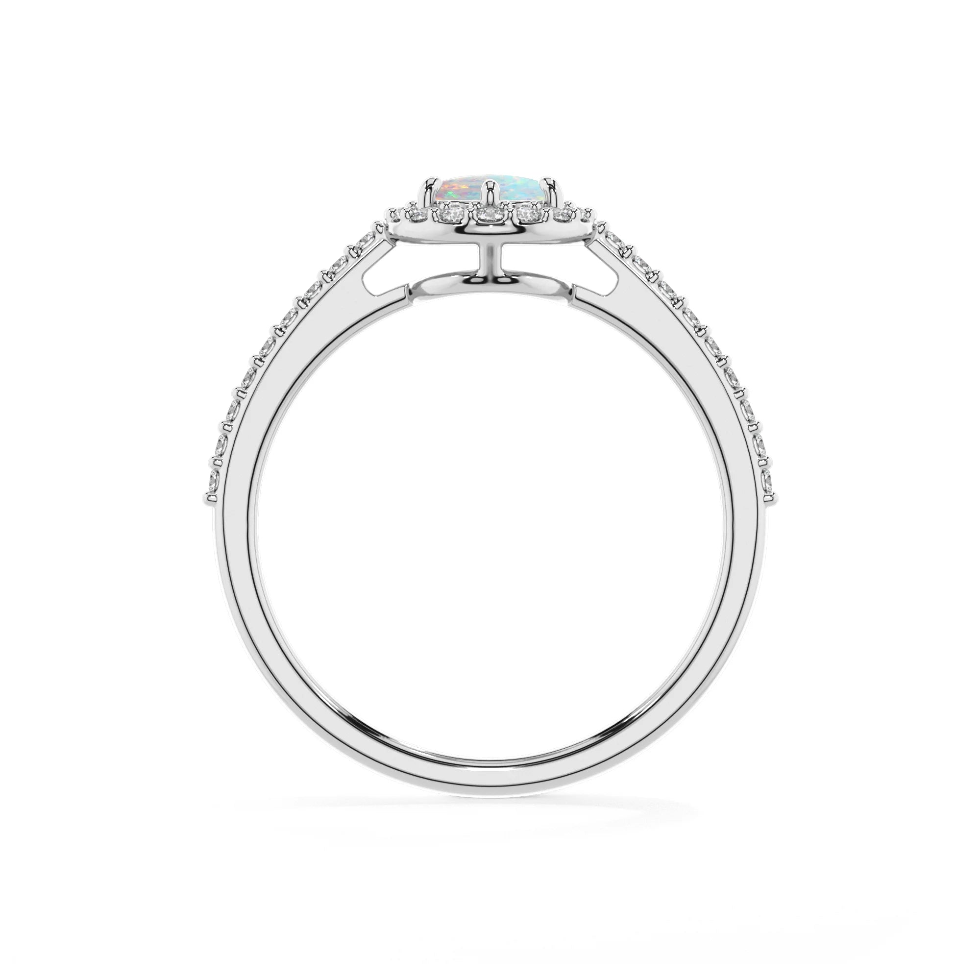 lab grown opal pear solitaire rings in platinum