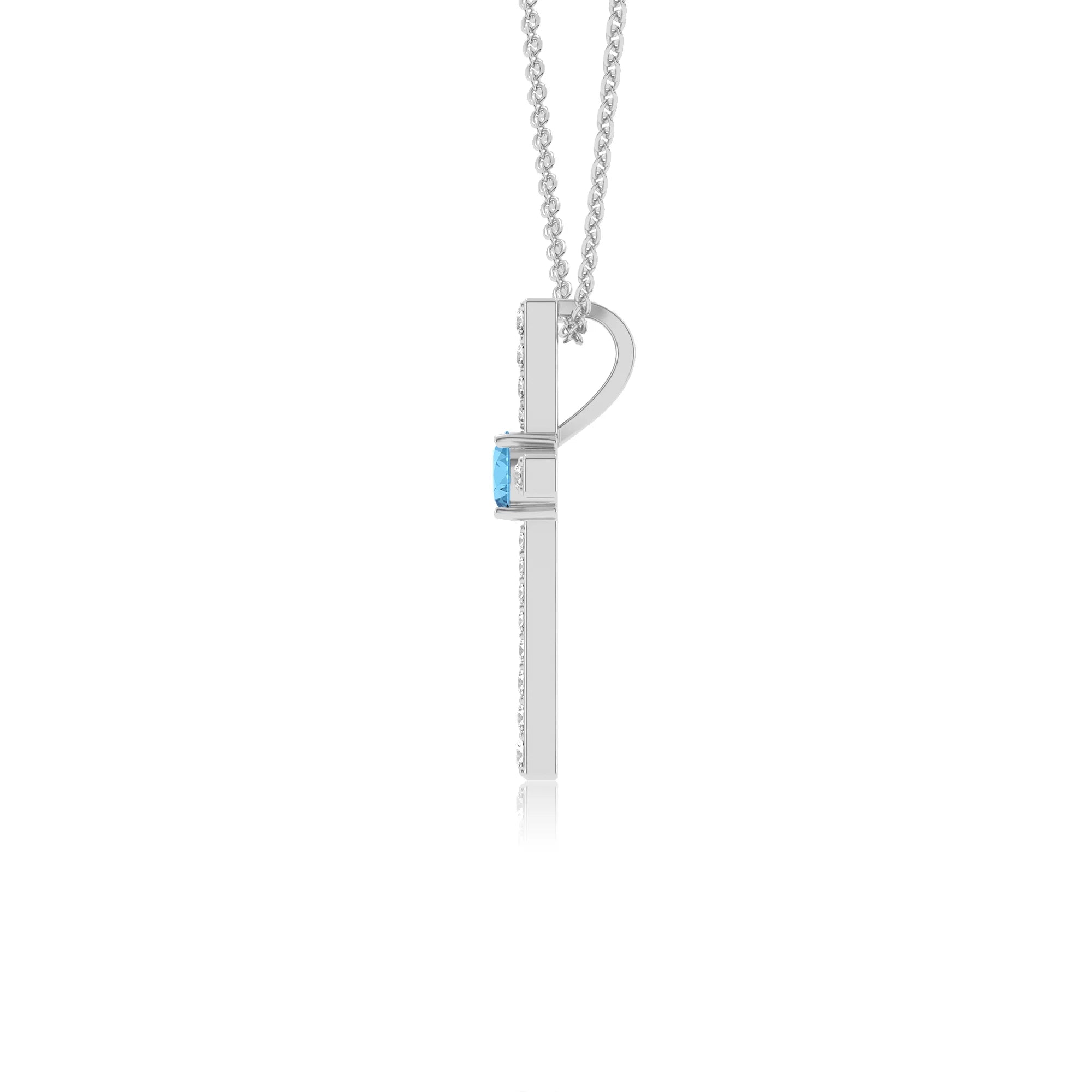 natural swiss-blue-topaz round infinity necklaces in white gold