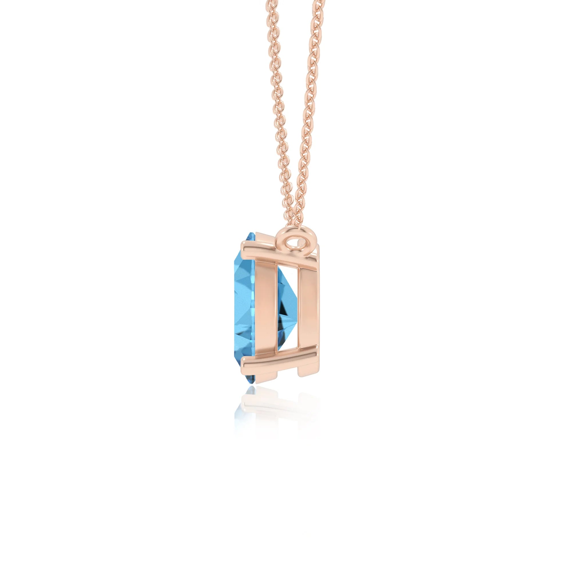 natural swiss-blue-topaz oval solitaire necklaces in rose gold