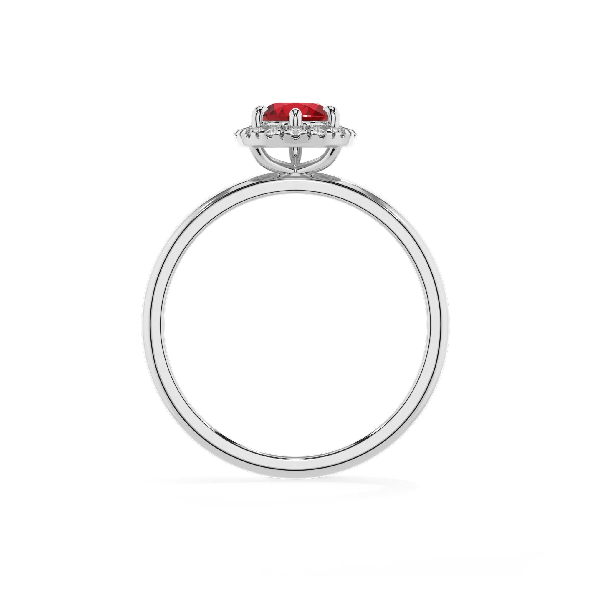 lab grown ruby pear solitaire rings in sterling silver