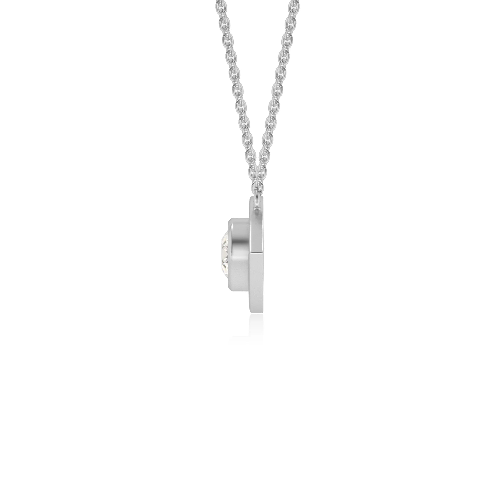 lab grown moissanite round solitaire necklaces in sterling silver