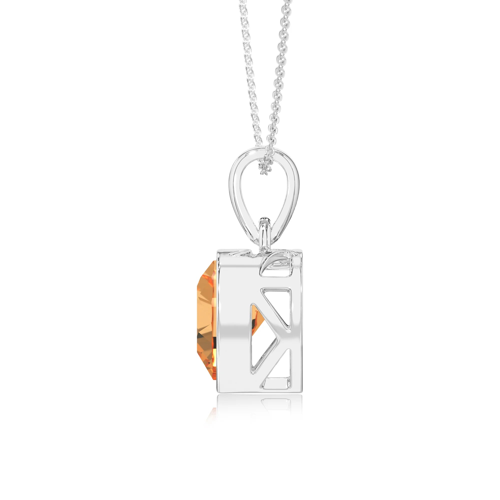 lab grown citrine heart solitaire necklaces in platinum