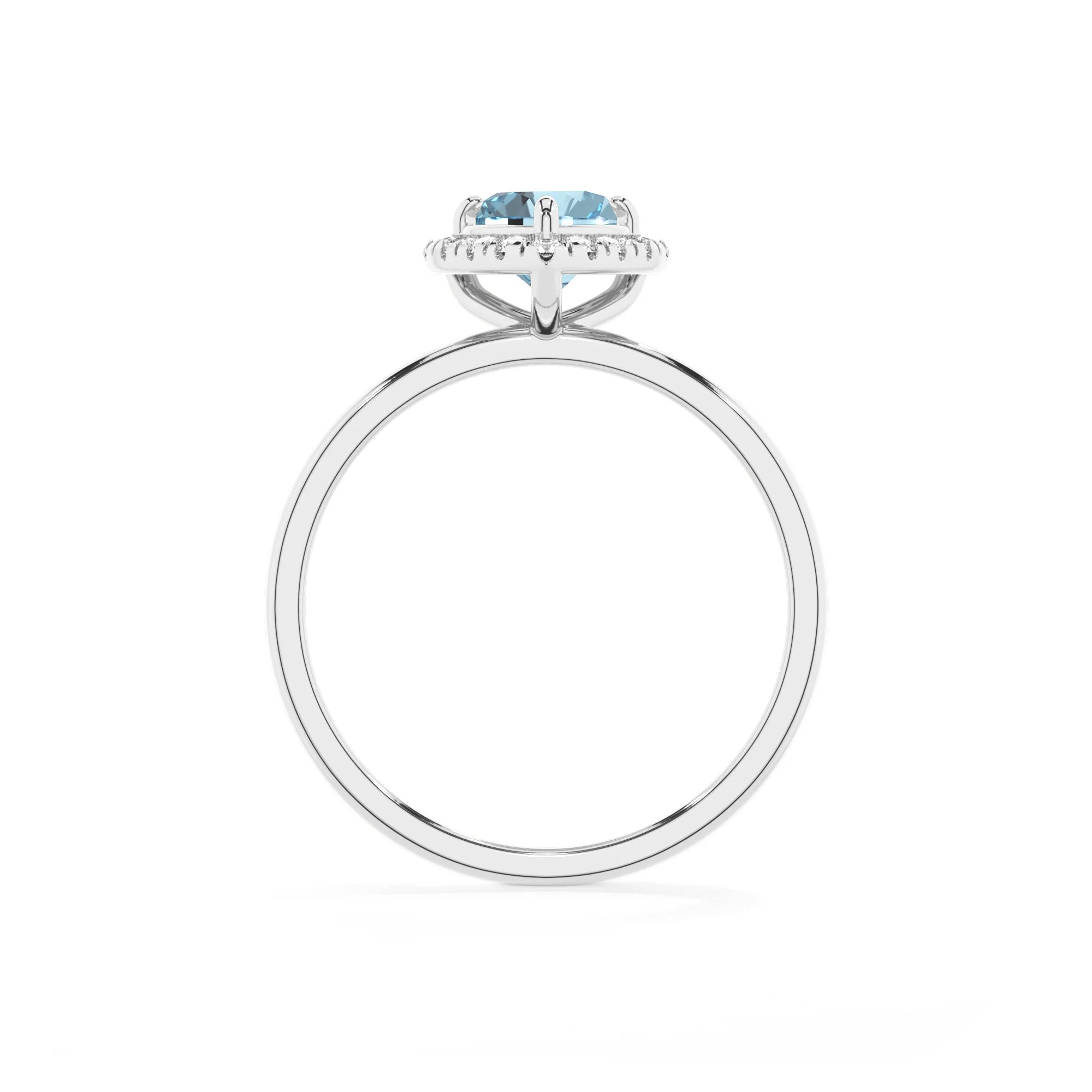 lab grown aquamarine heart solitaire rings in platinum