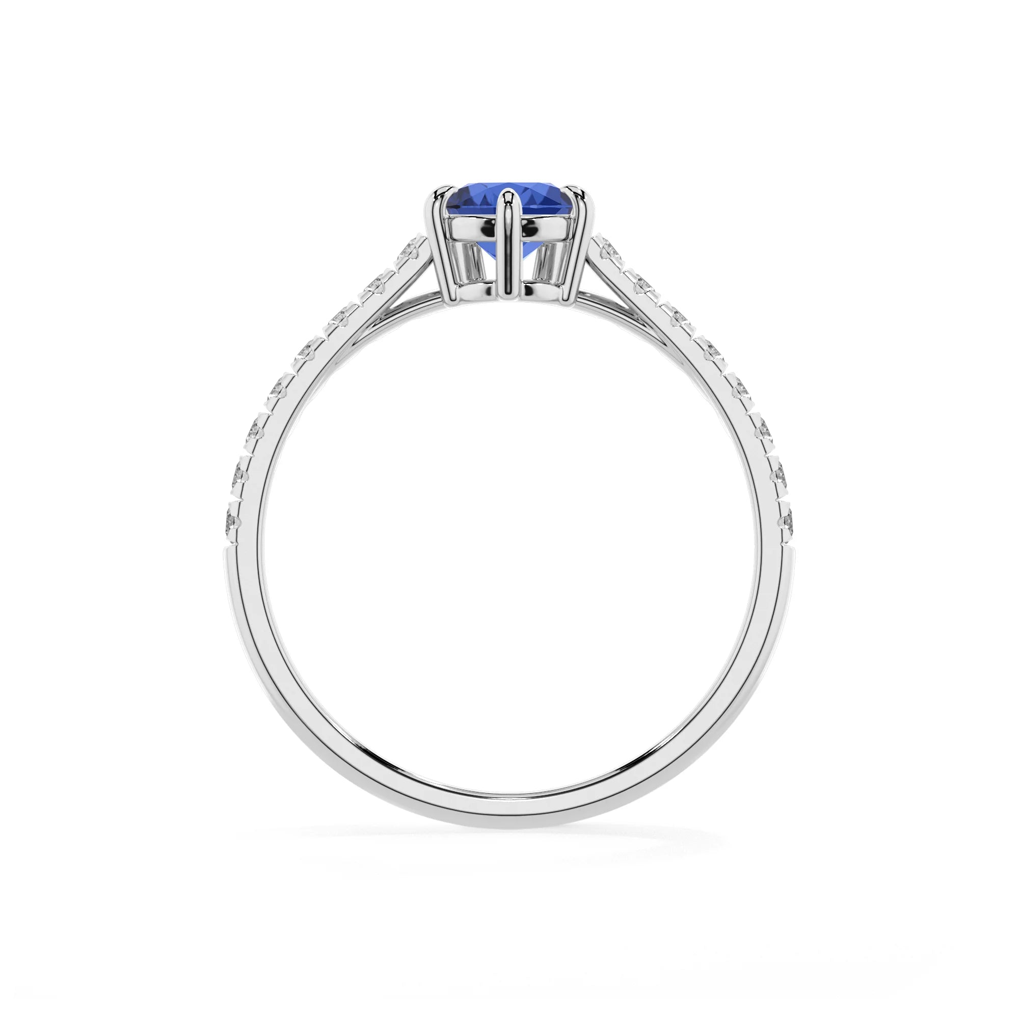 lab grown blue-sapphire pear half eternity solitaire engagement rings in white gold