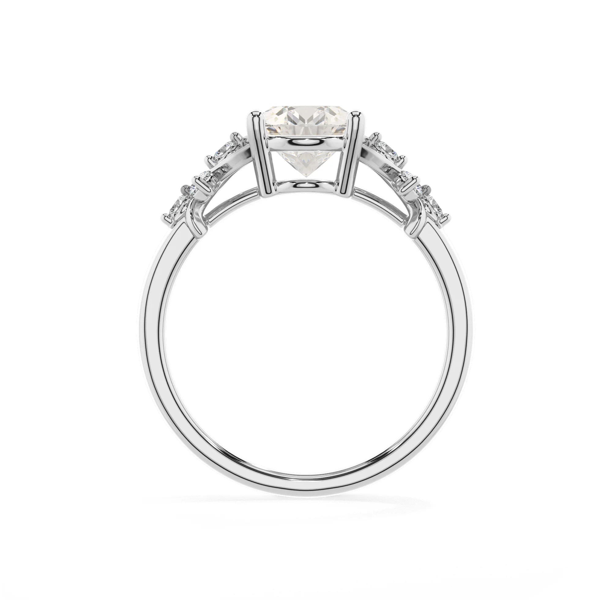 lab grown moissanite oval solitaire rings in white gold