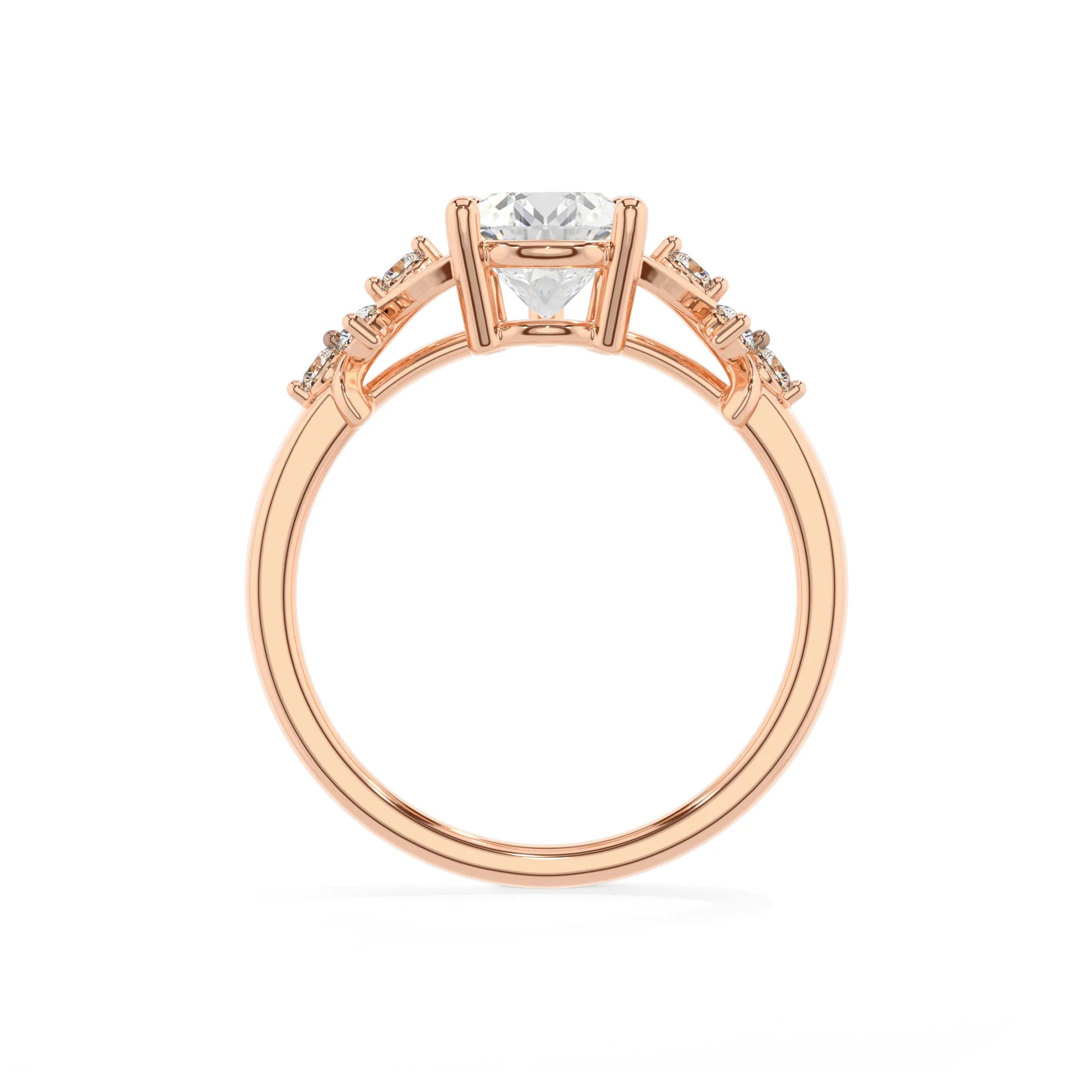 lab grown moissanite pear solitaire rings in rose gold