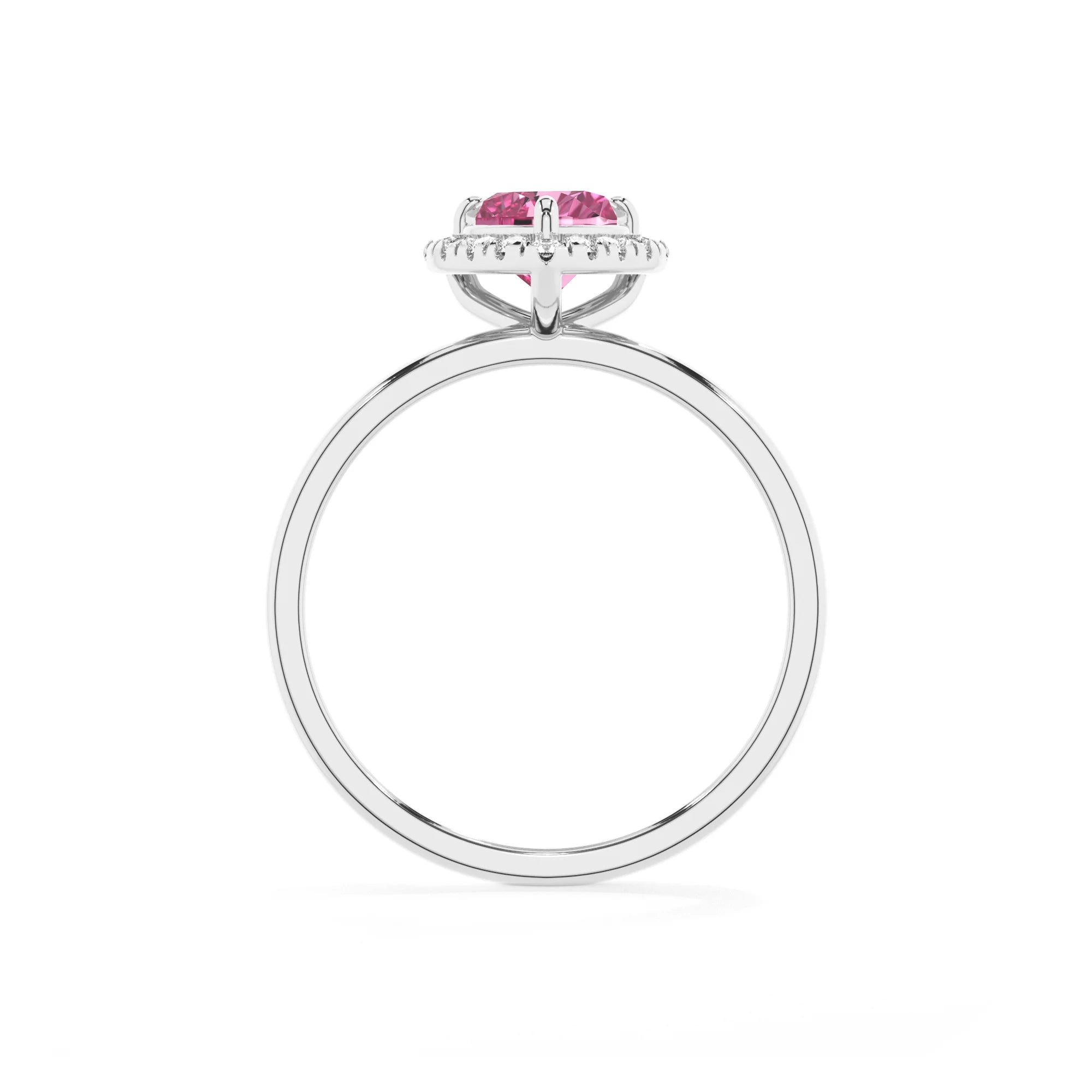 lab grown pink-sapphire heart solitaire rings in white gold