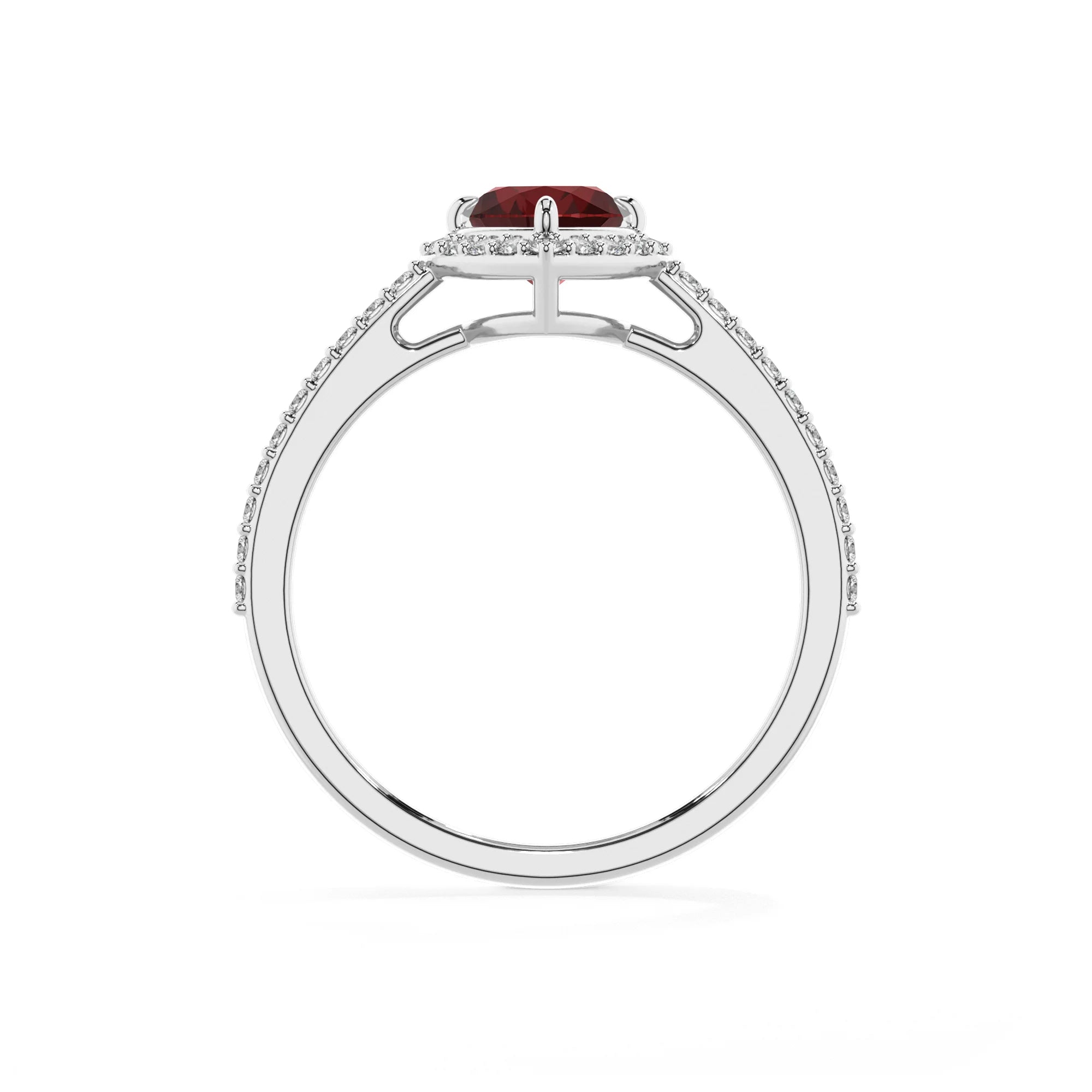 natural garnet heart solitaire rings in platinum