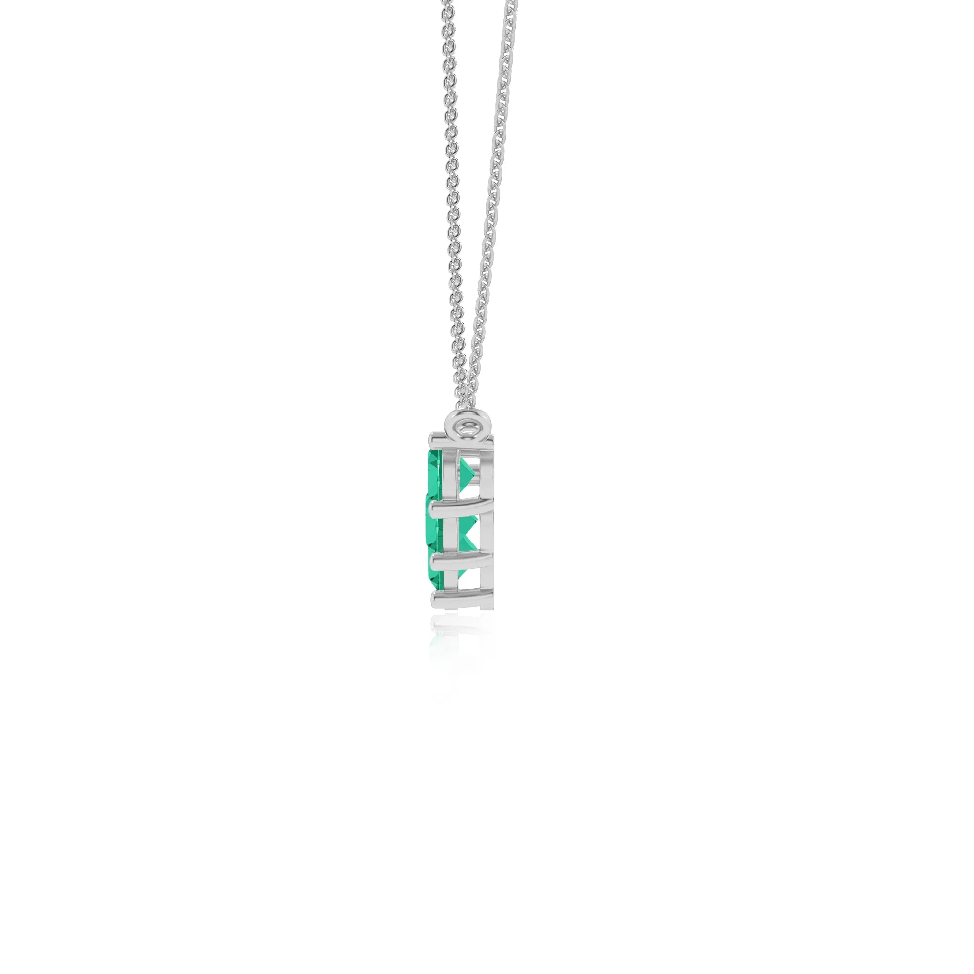 lab grown emerald round bar necklaces in platinum