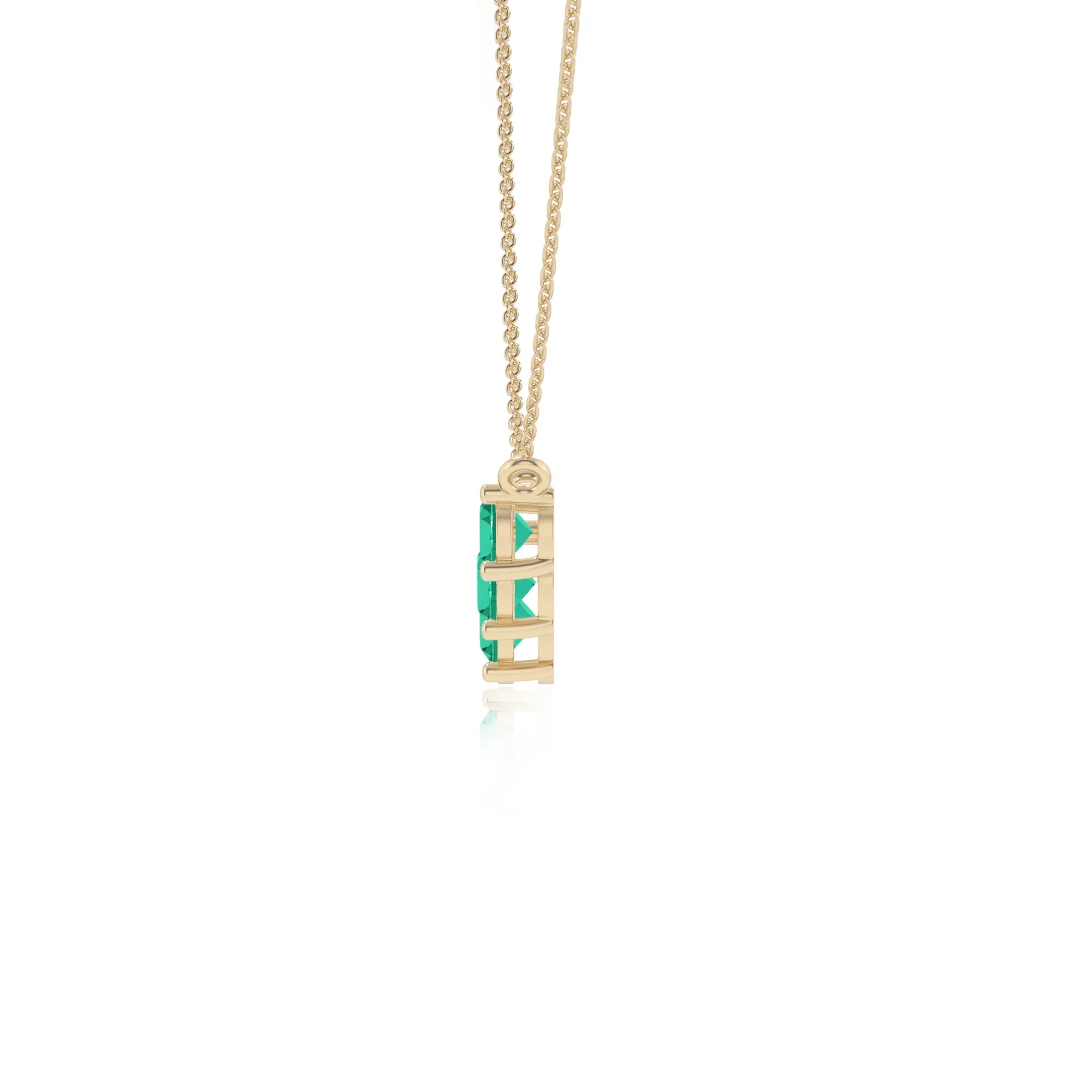 lab grown emerald round bar necklaces in yellow gold