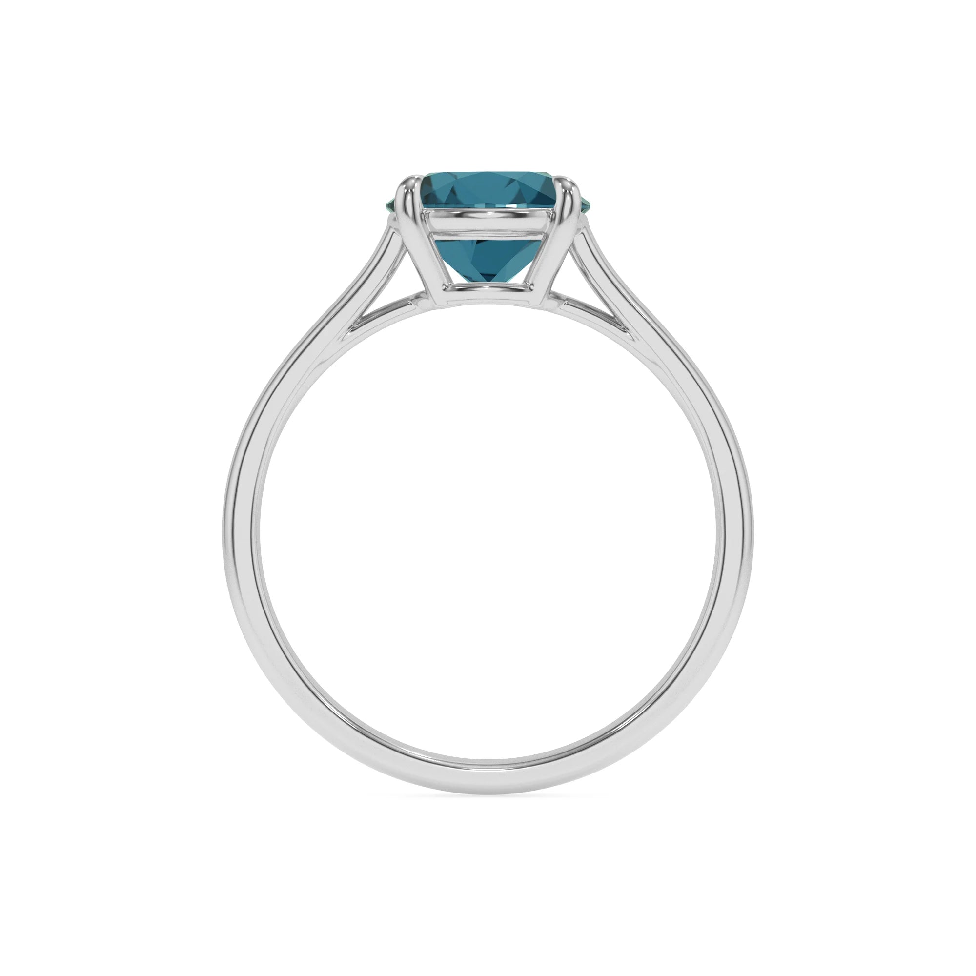 natural london-blue-topaz round solitaire rings in sterling silver