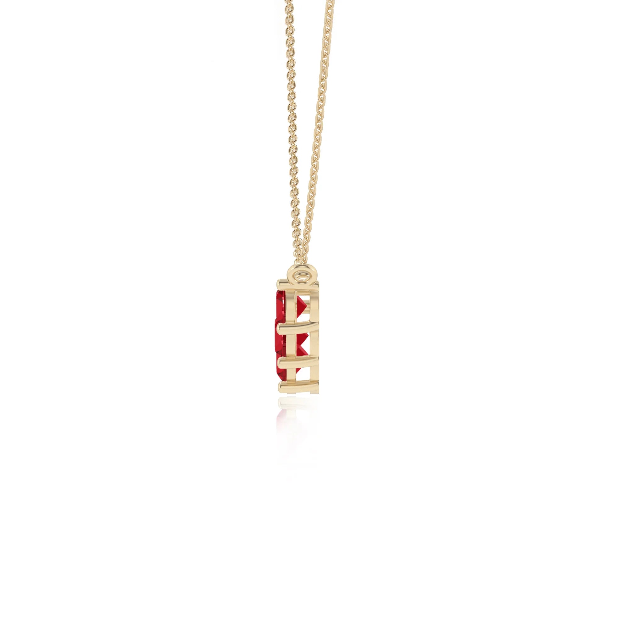 lab grown ruby round bar necklaces in yellow gold