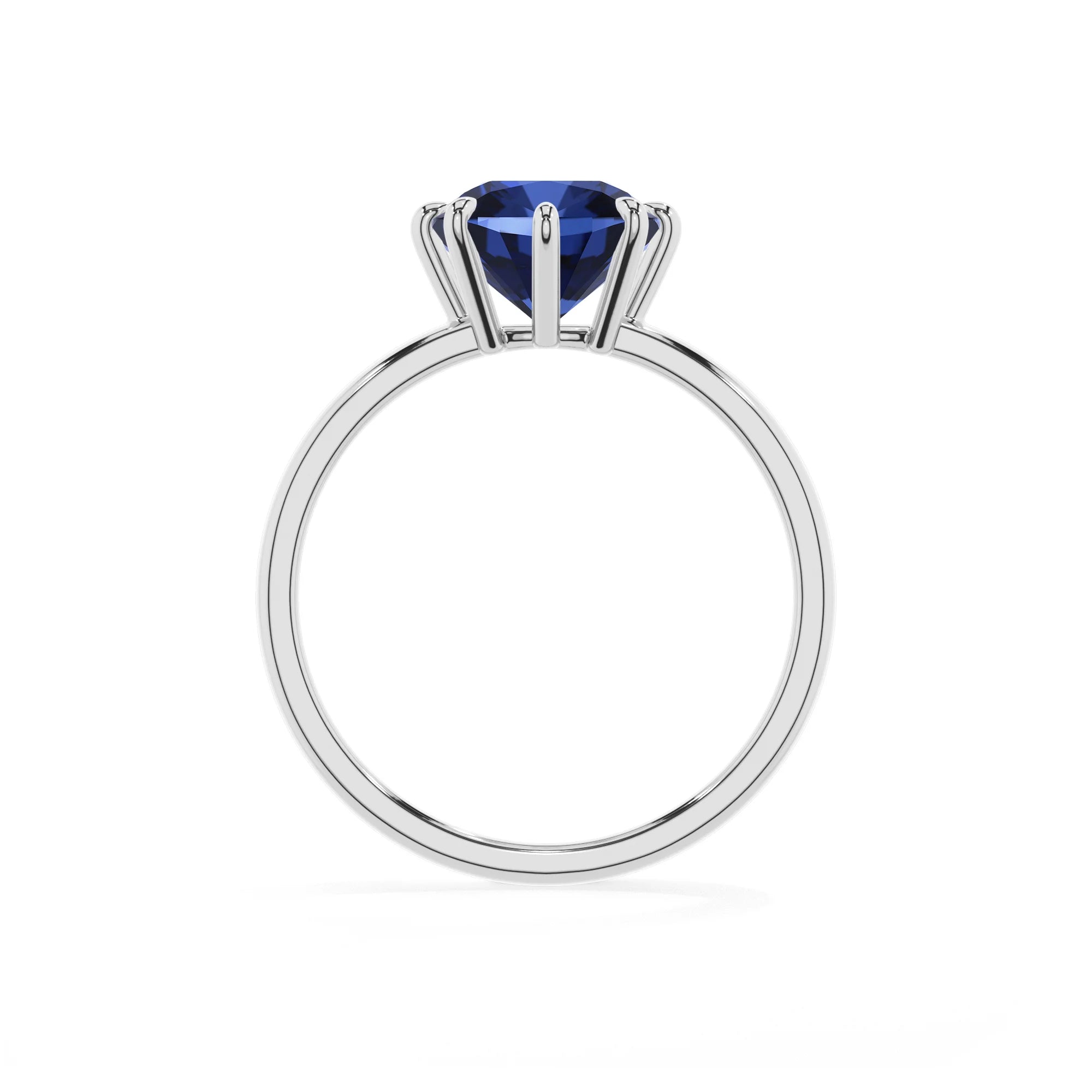 lab grown blue-sapphire cushion solitaire rings in platinum