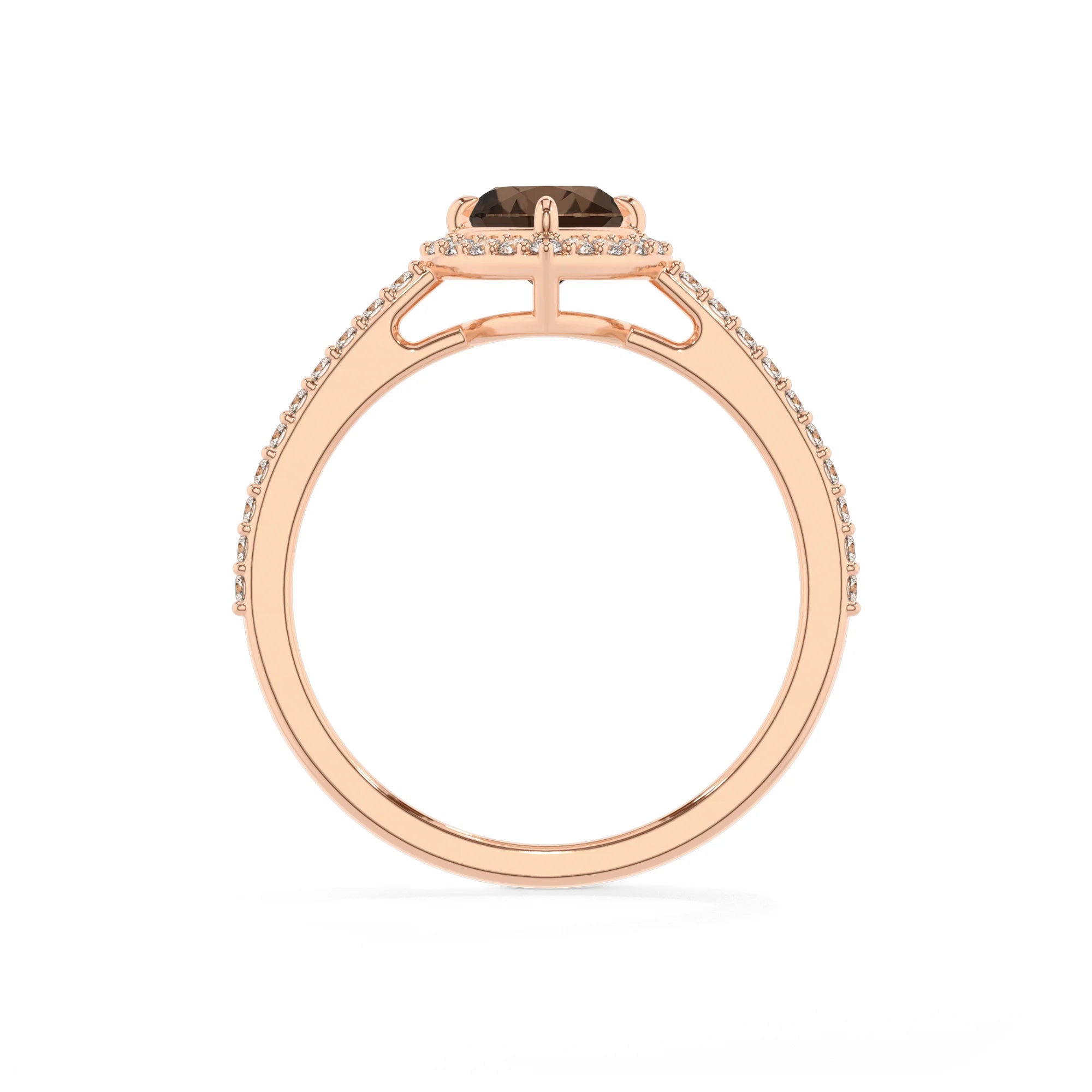 natural smoky-quartz heart solitaire rings in rose gold