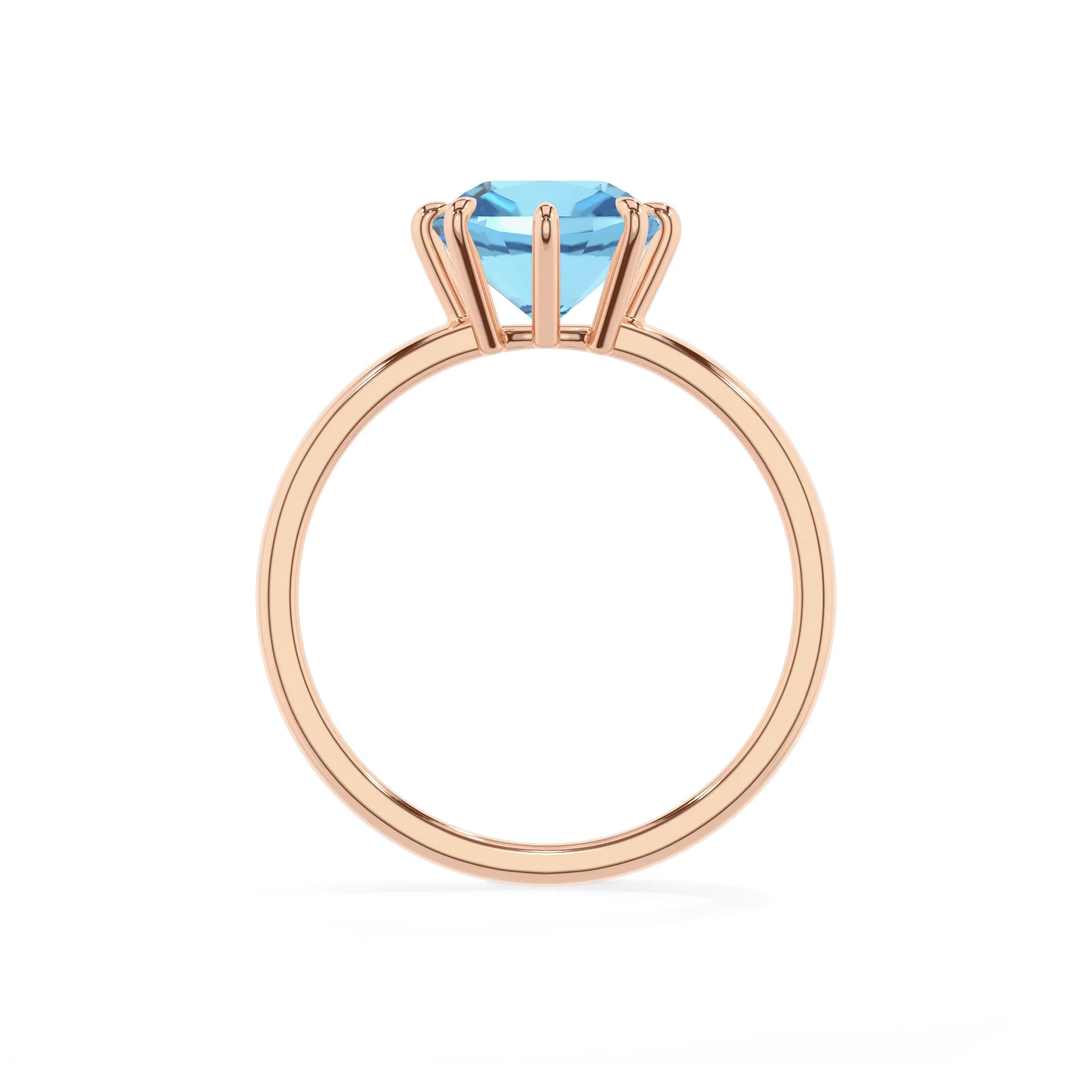 natural swiss-blue-topaz cushion solitaire rings in rose gold
