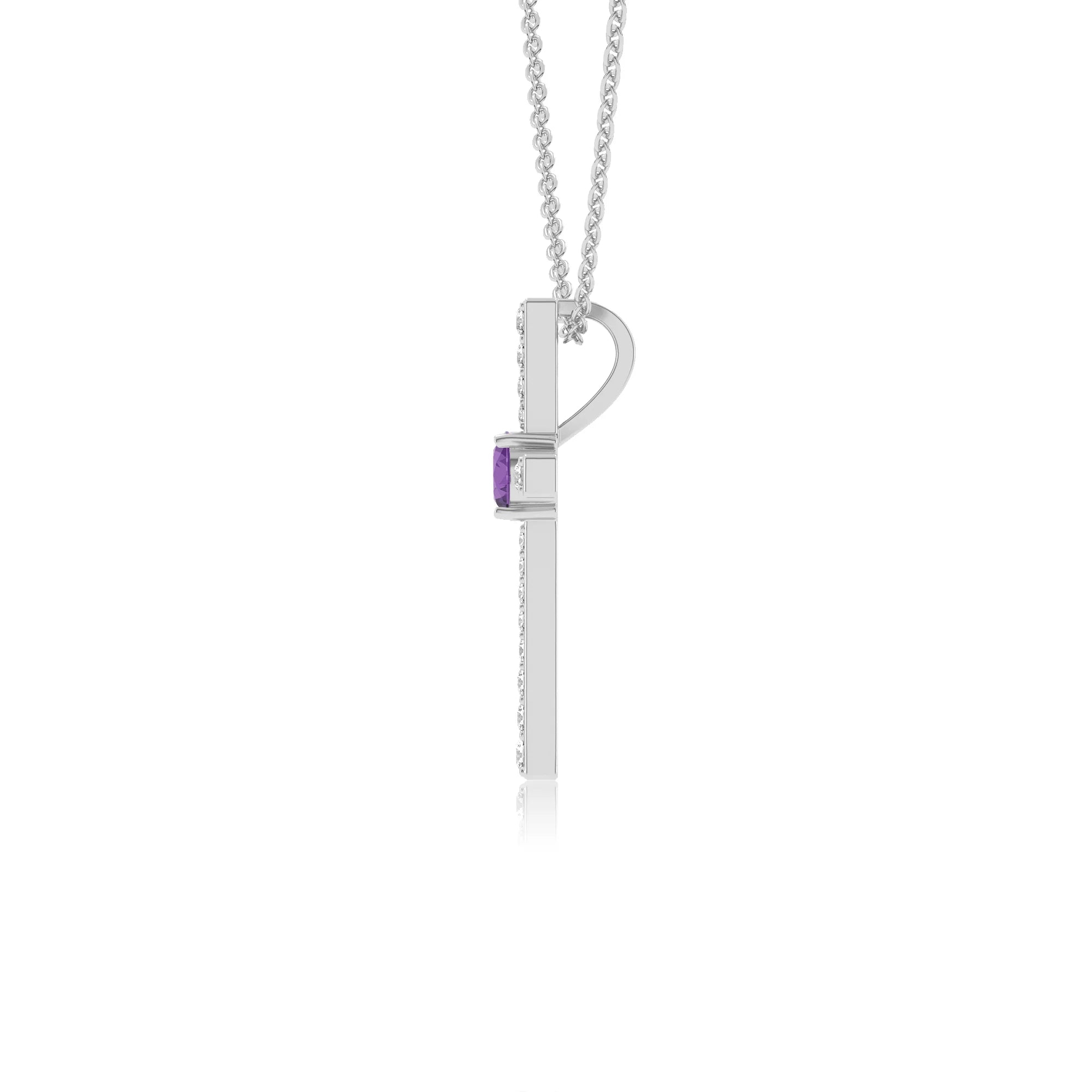 lab grown alexandrite round infinity necklaces in white gold