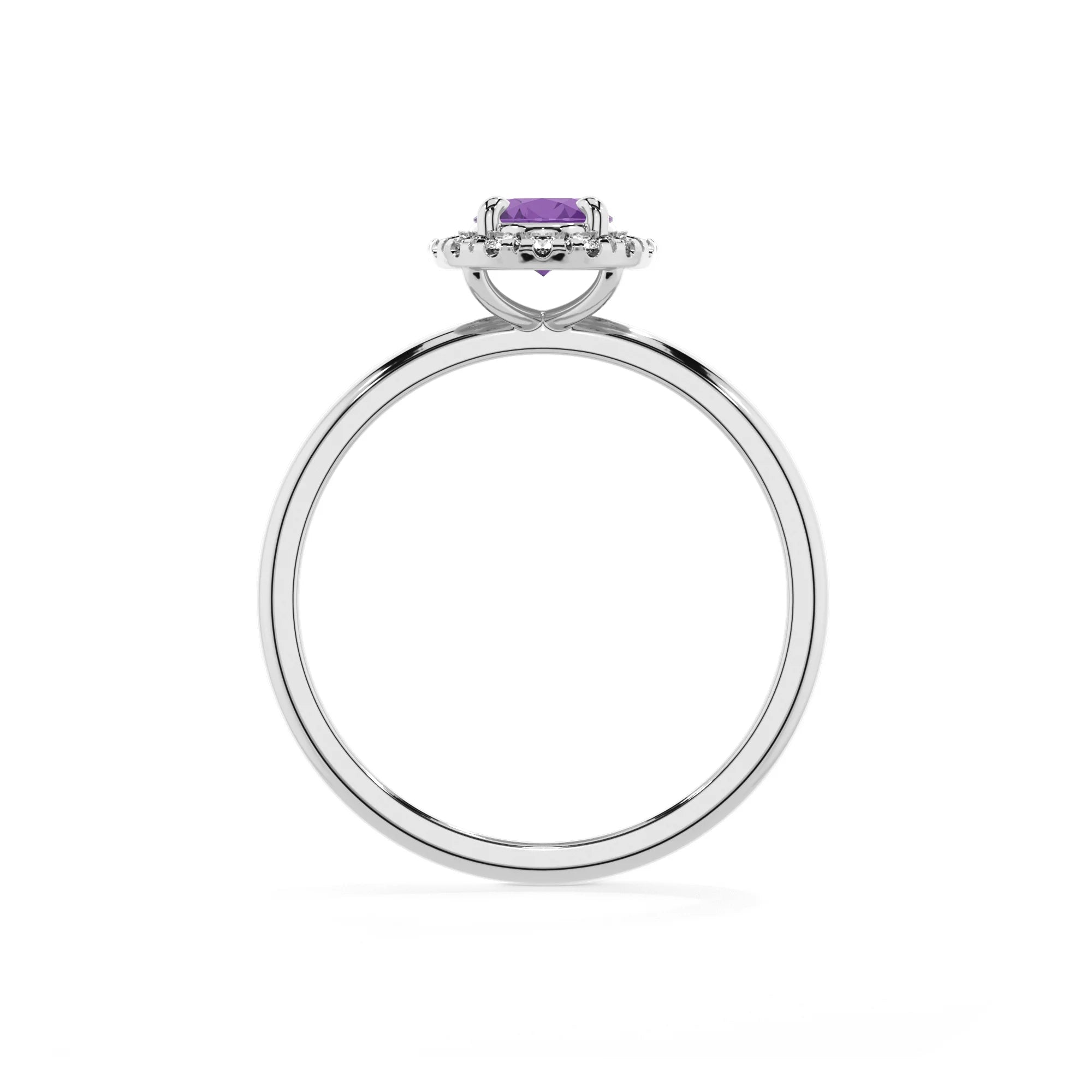 lab grown amethyst oval solitaire rings in sterling silver