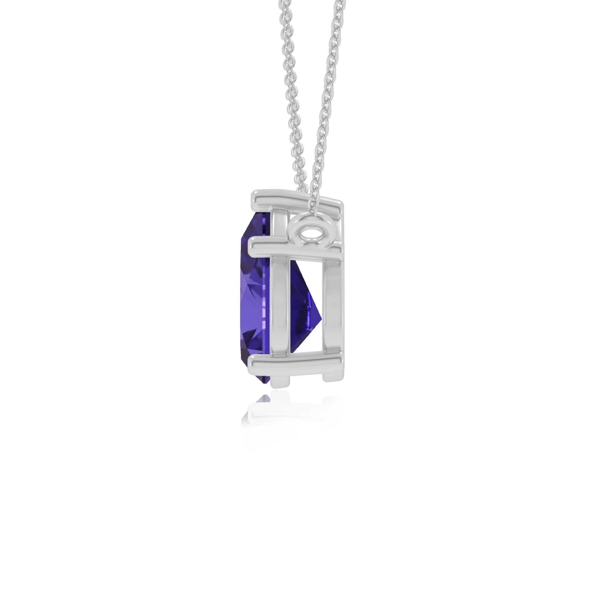 lab grown tanzanite pear solitaire necklaces in white gold
