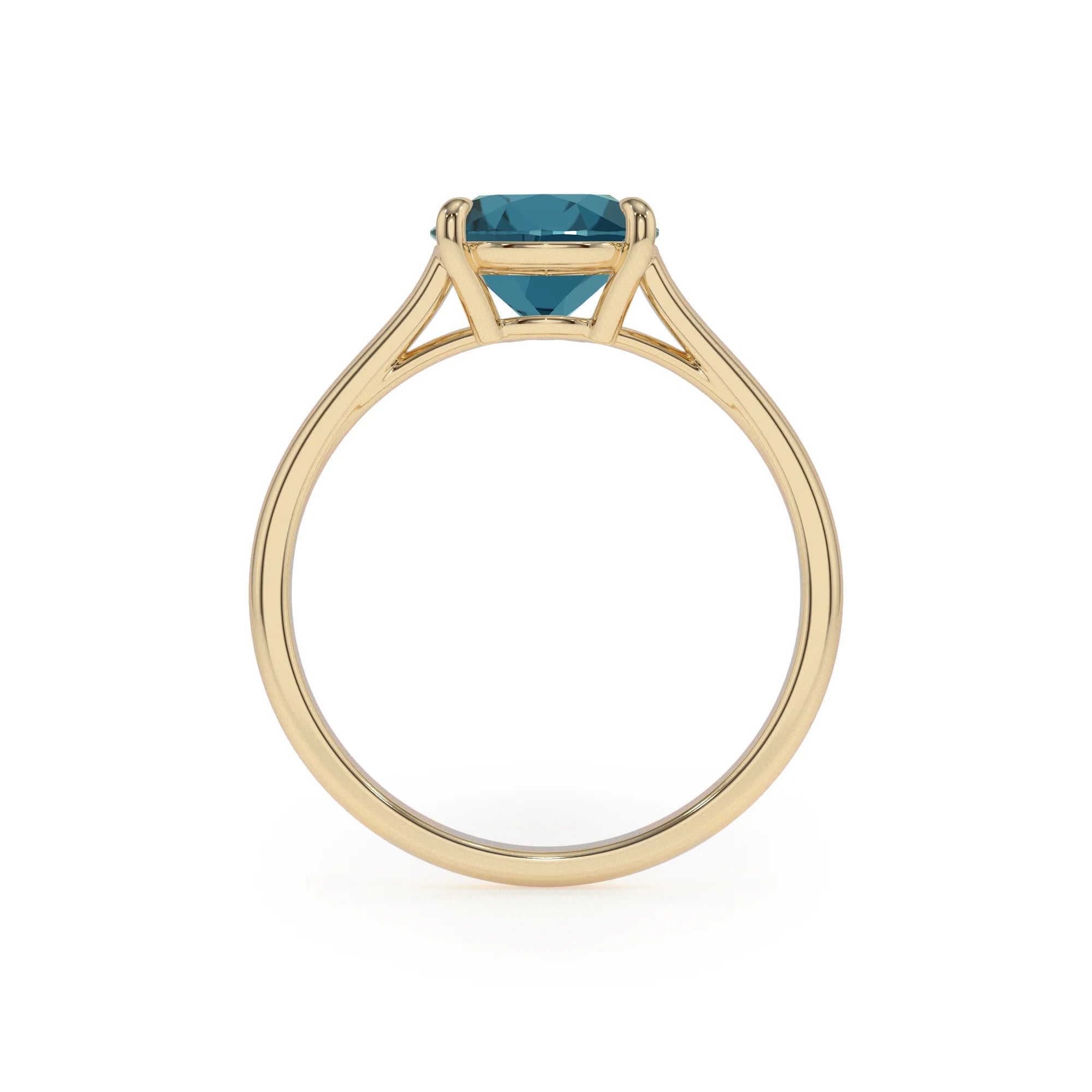 natural london-blue-topaz pear solitaire rings in yellow gold