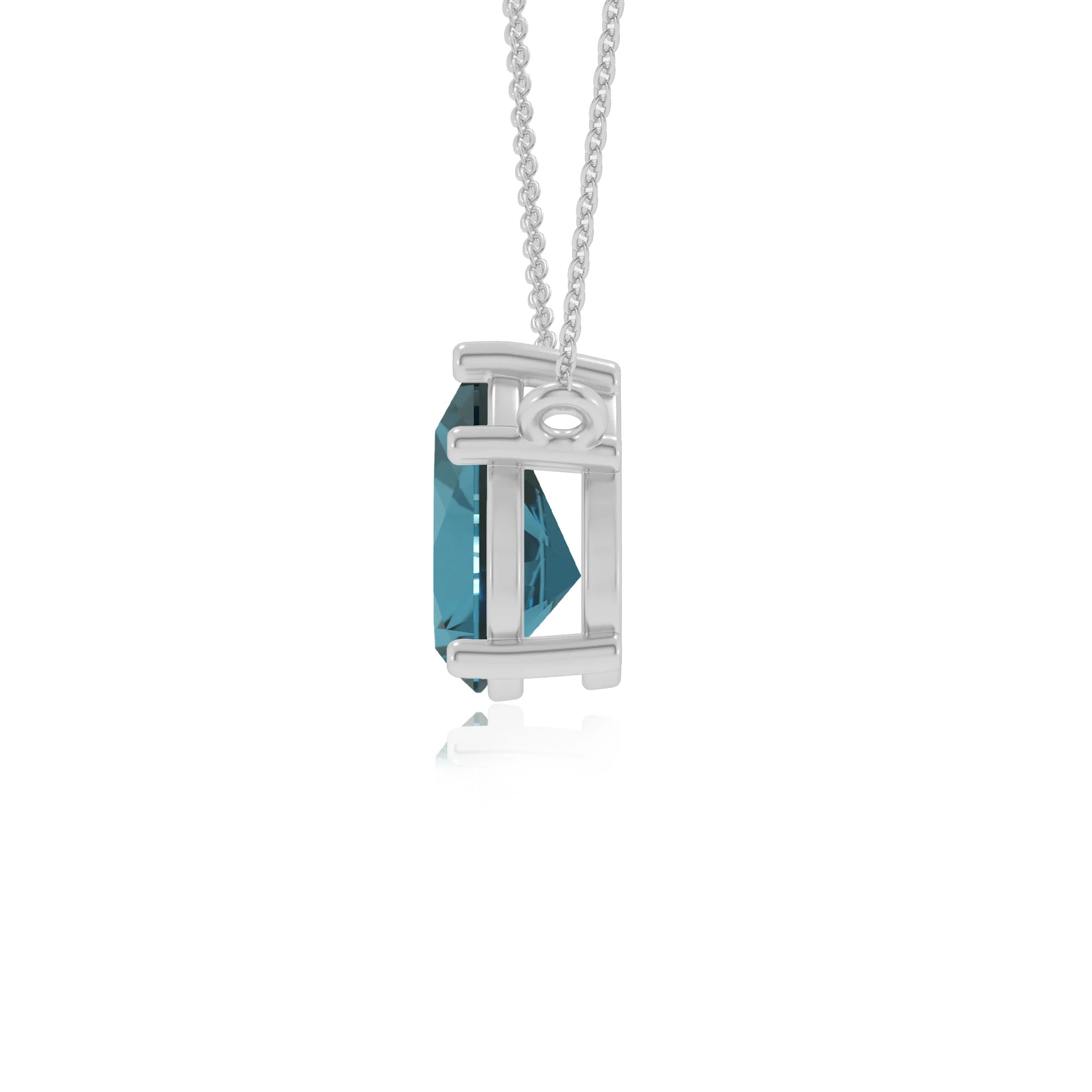 natural london-blue-topaz pear solitaire necklaces in sterling silver