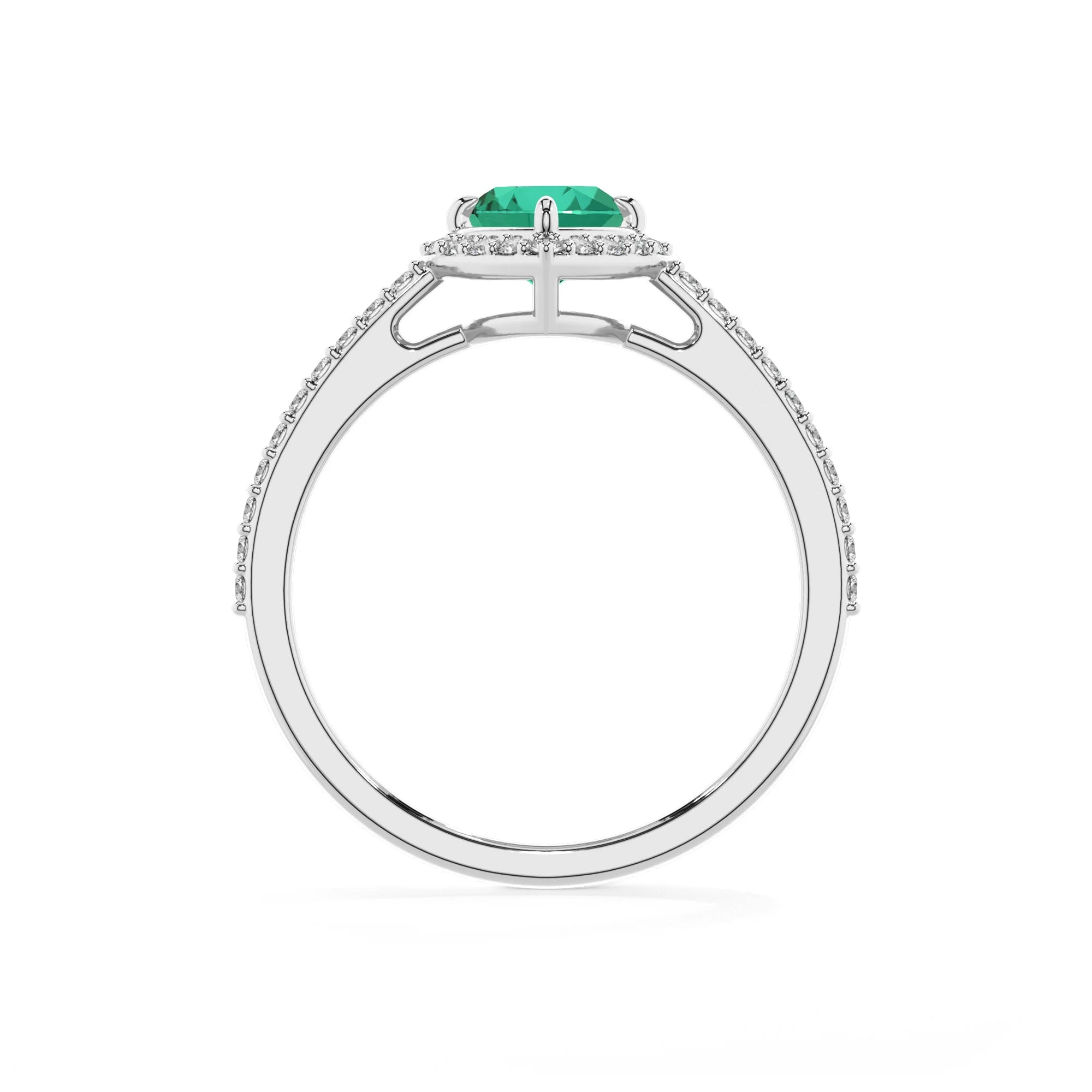 lab grown emerald heart solitaire rings in white gold