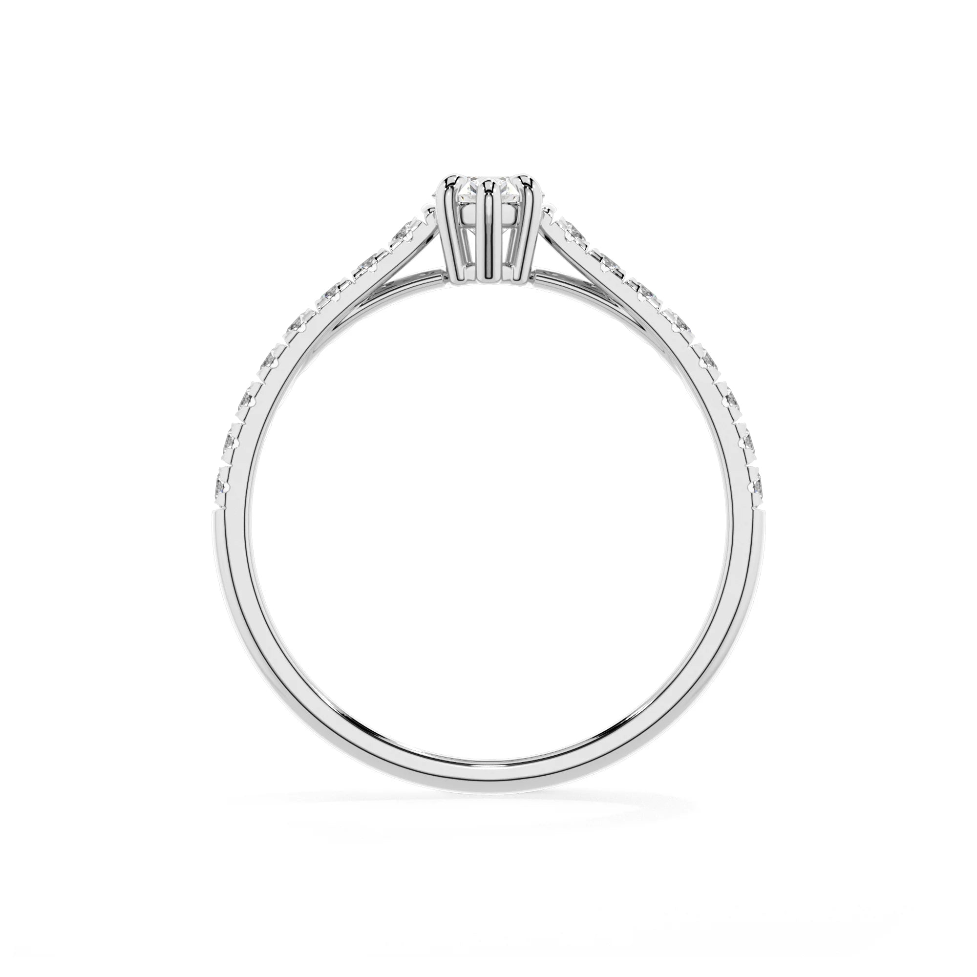 lab grown moissanite marquise half eternity solitaire engagement rings in sterling silver