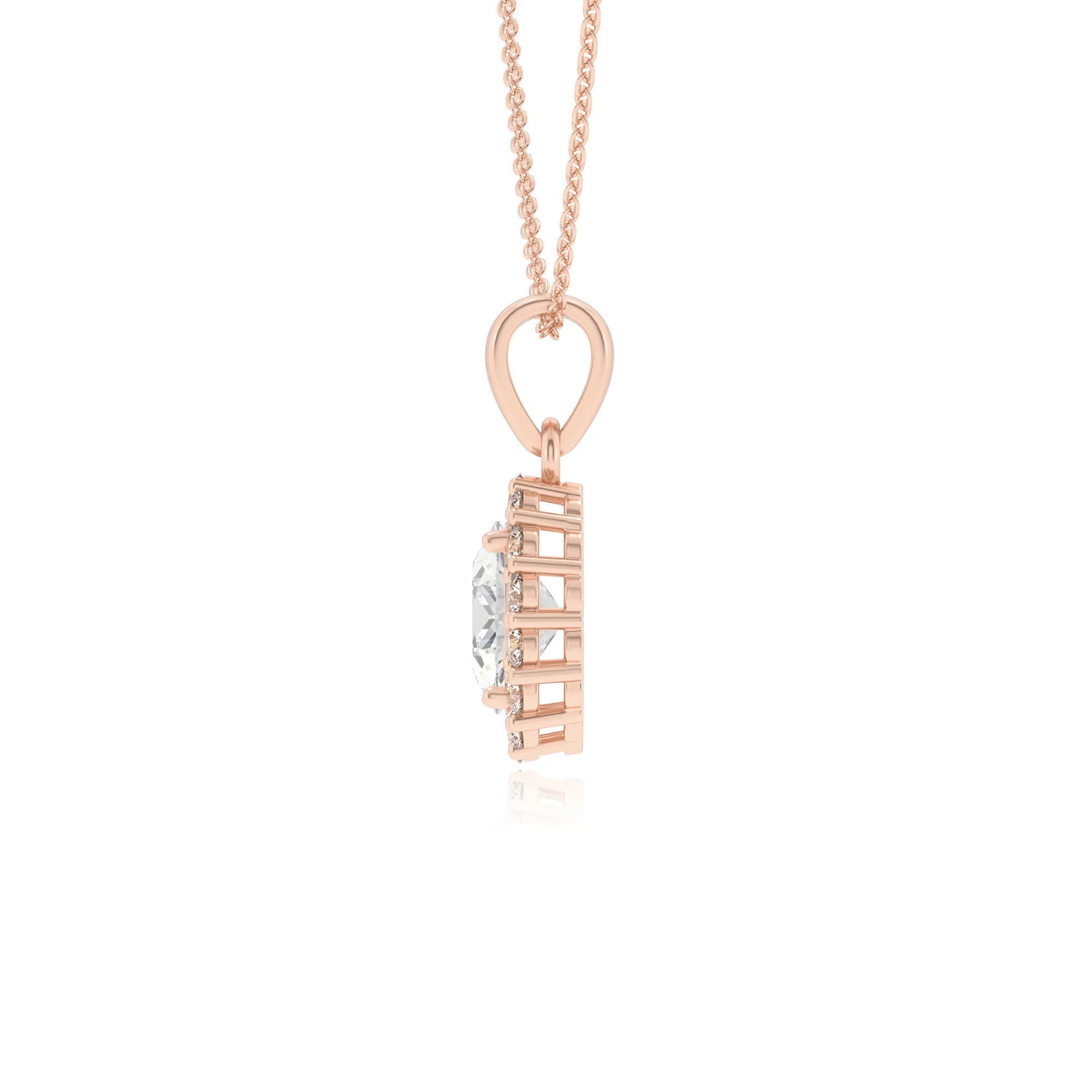 lab grown moissanite oval solitaire necklaces in rose gold