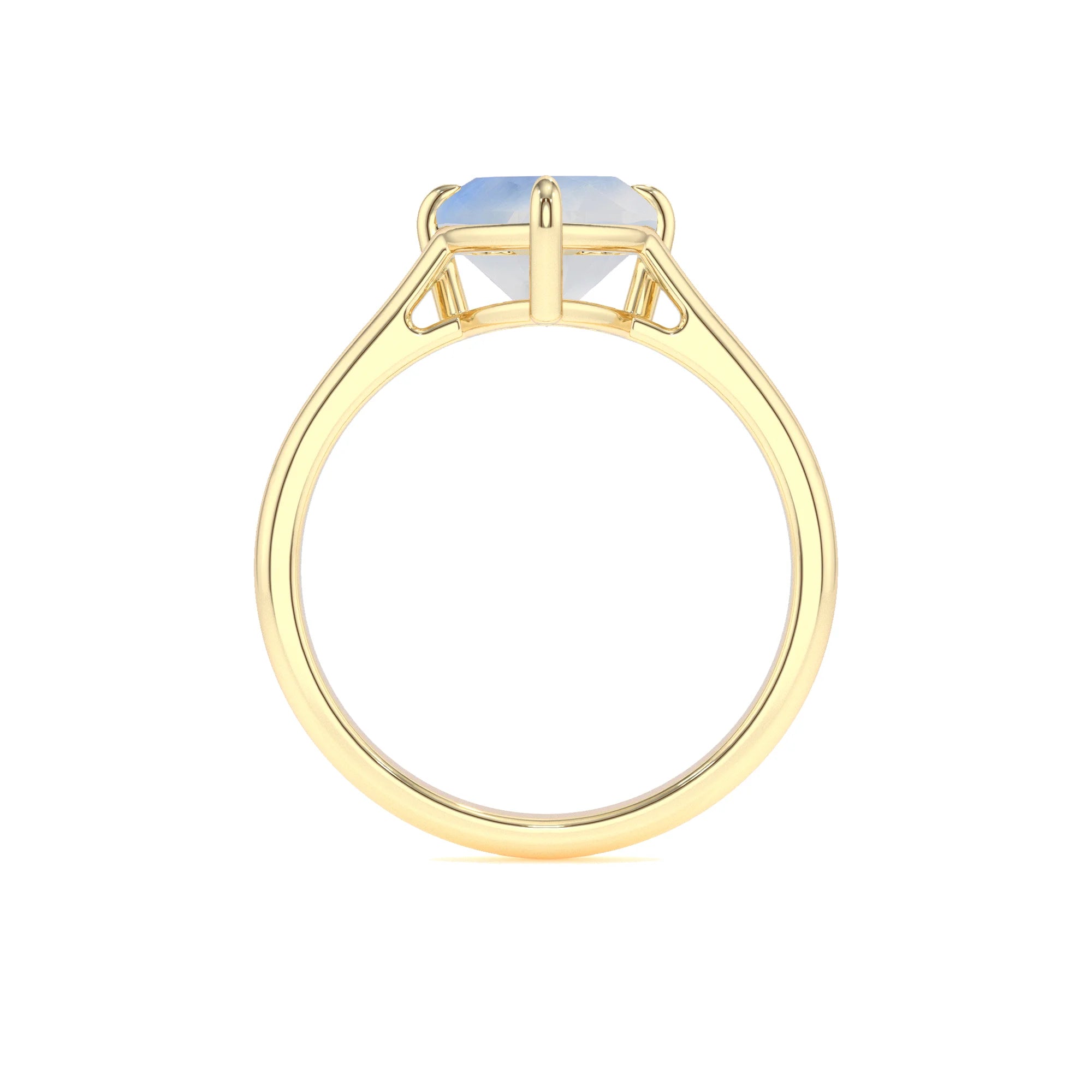 natural rainbow-moonstone heart solitaire rings in yellow gold