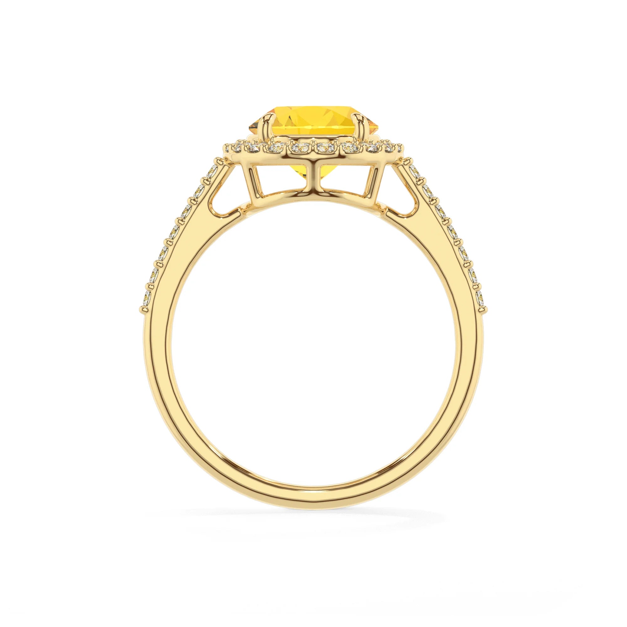 lab grown yellow-sapphire round solitaire rings in yellow gold