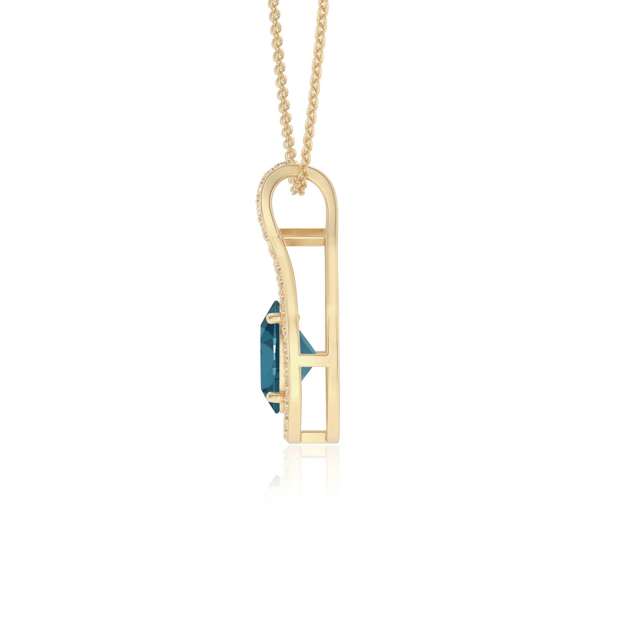 natural london-blue-topaz oval solitaire necklaces in yellow gold