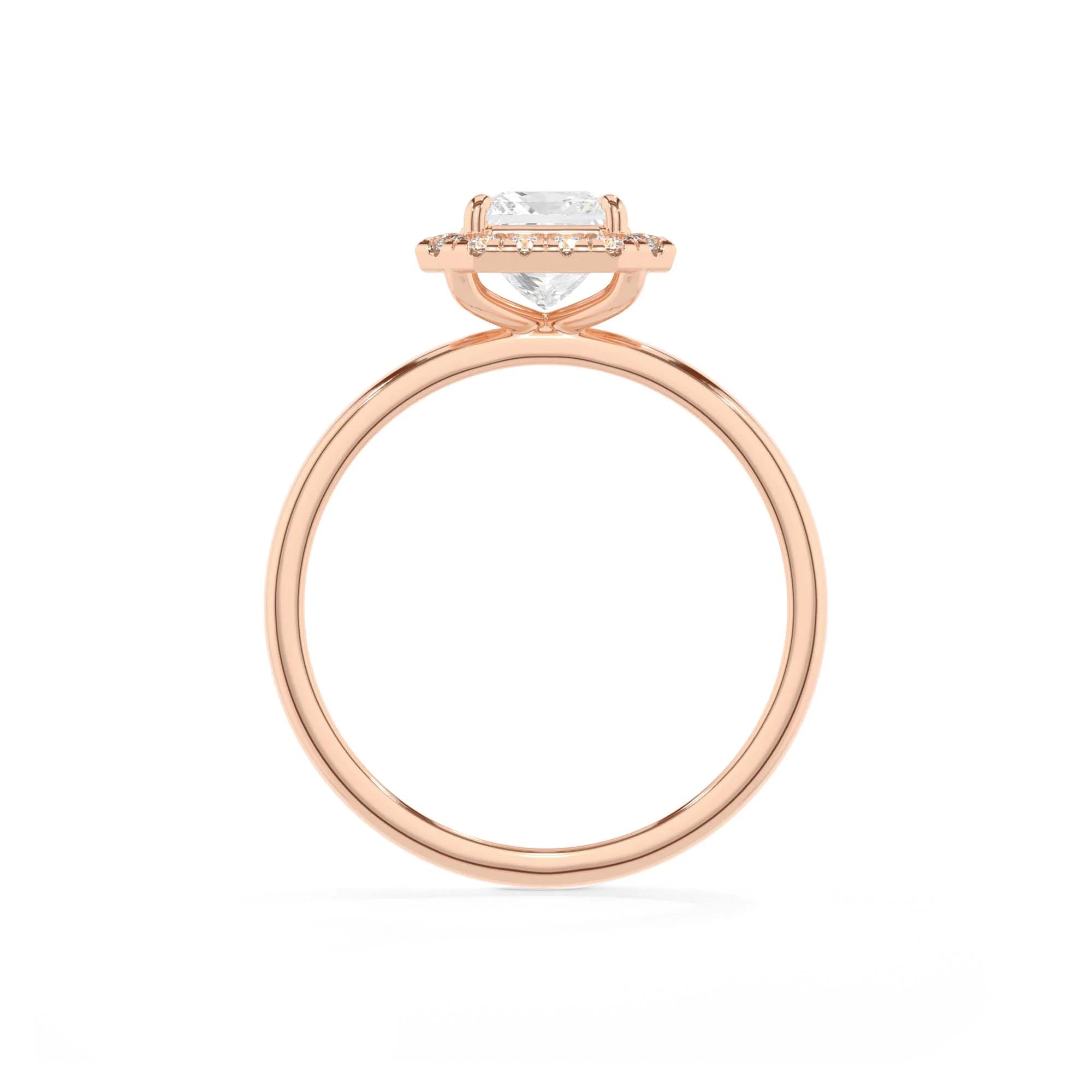 lab grown moissanite asscher solitaire rings in rose gold