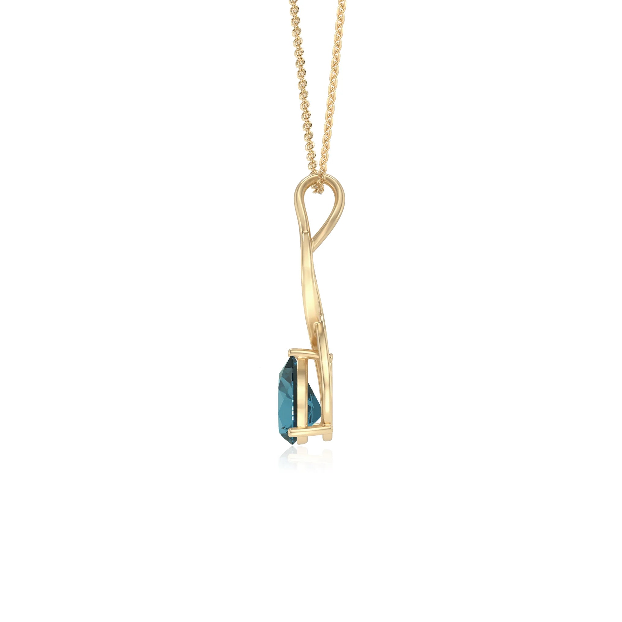 natural london-blue-topaz pear solitaire necklaces in yellow gold
