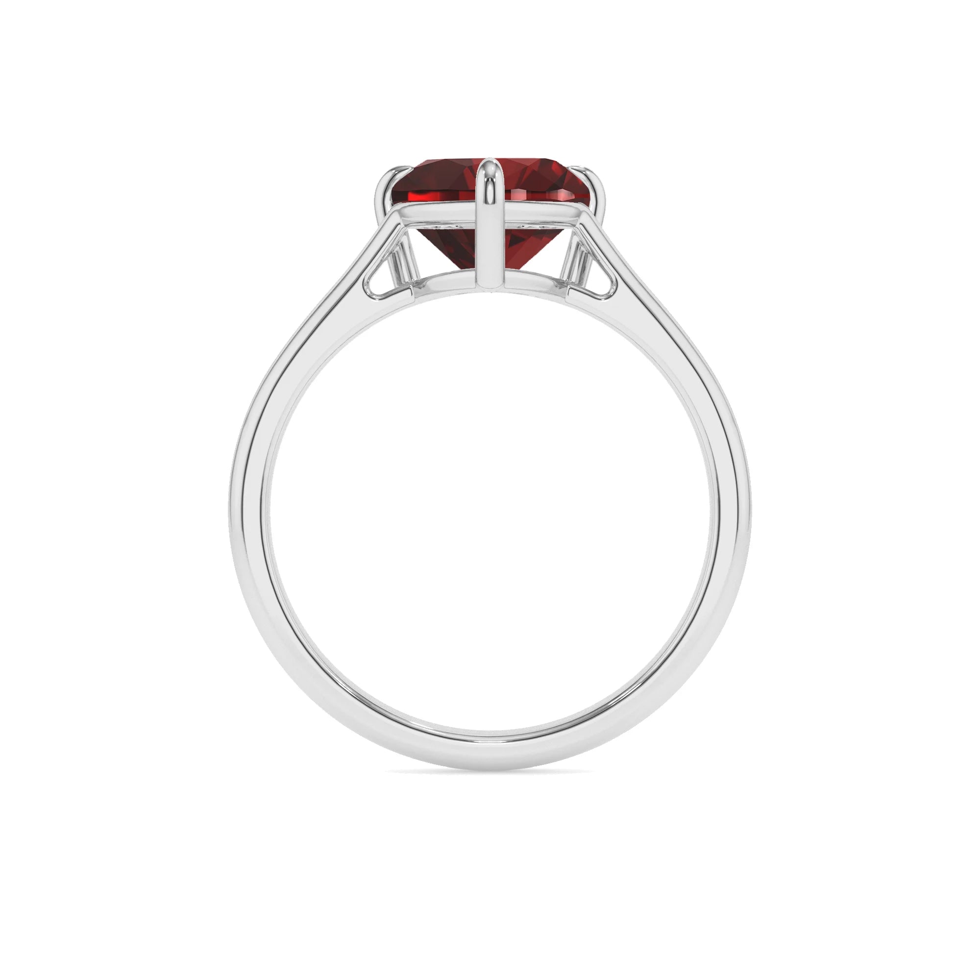 natural garnet heart solitaire rings in platinum