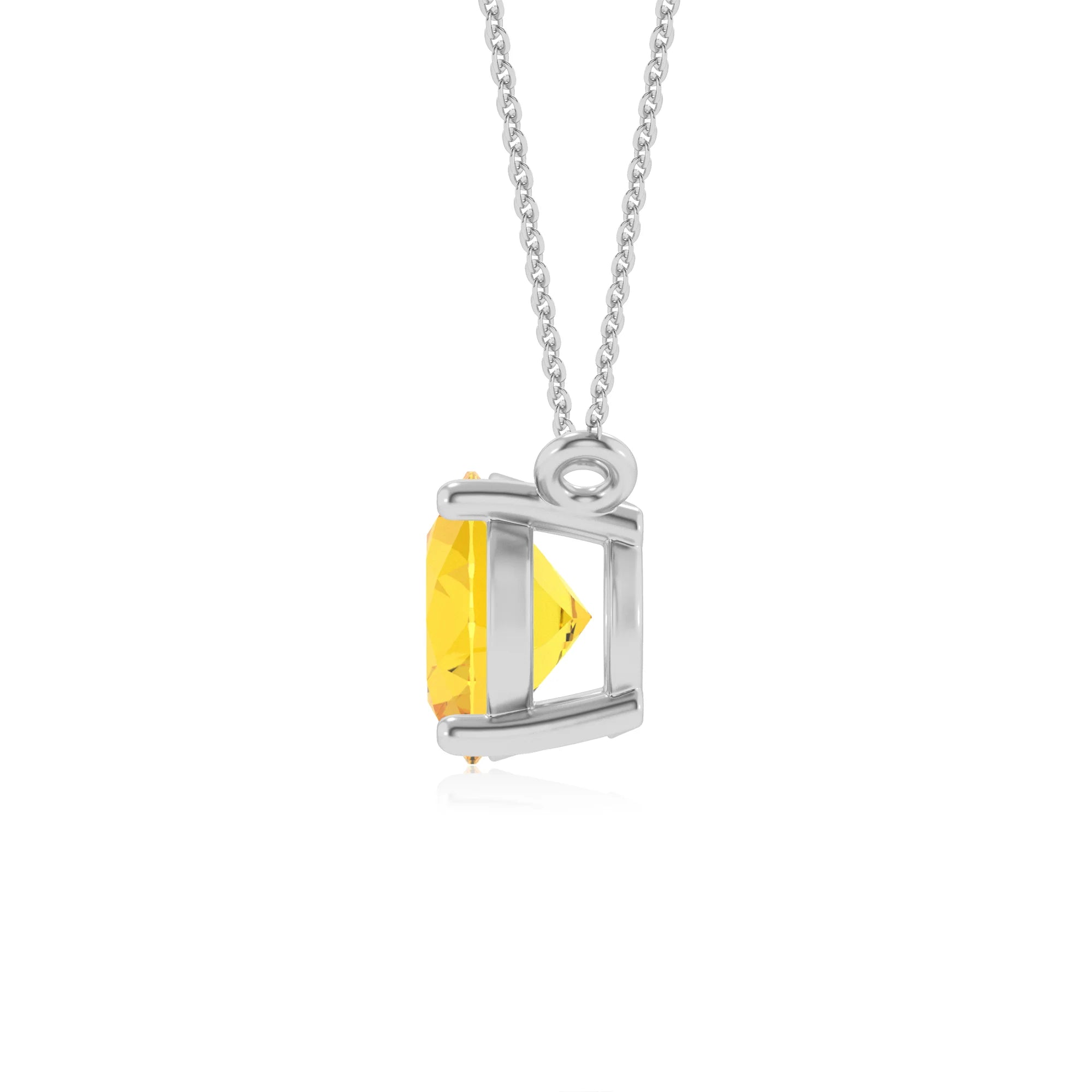 lab grown yellow-sapphire oval solitaire necklaces in white gold