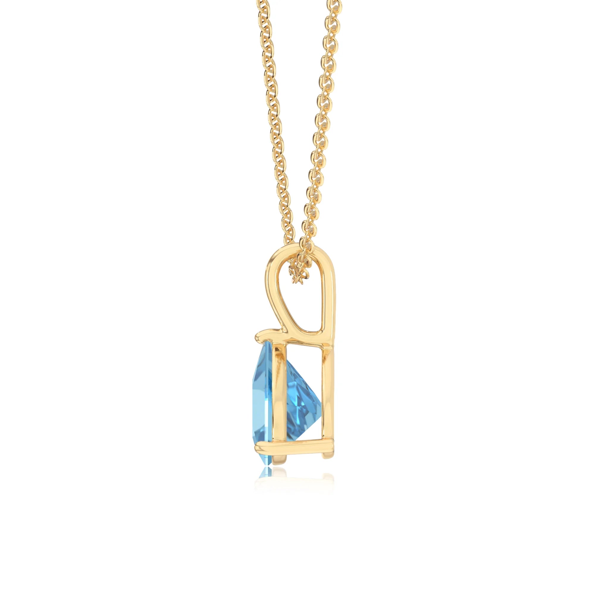 natural swiss-blue-topaz trillion solitaire necklaces in yellow gold