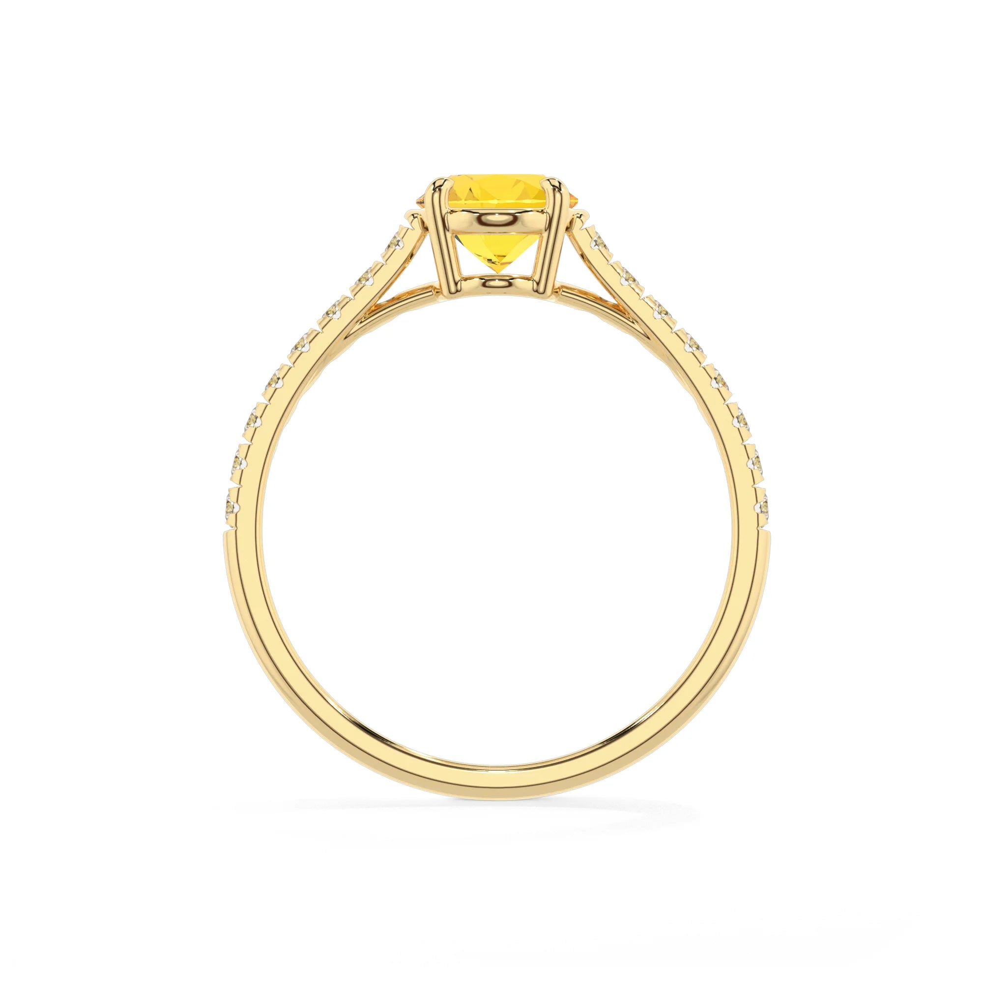 lab grown yellow-sapphire oval half eternity solitaire engagement rings in yellow gold