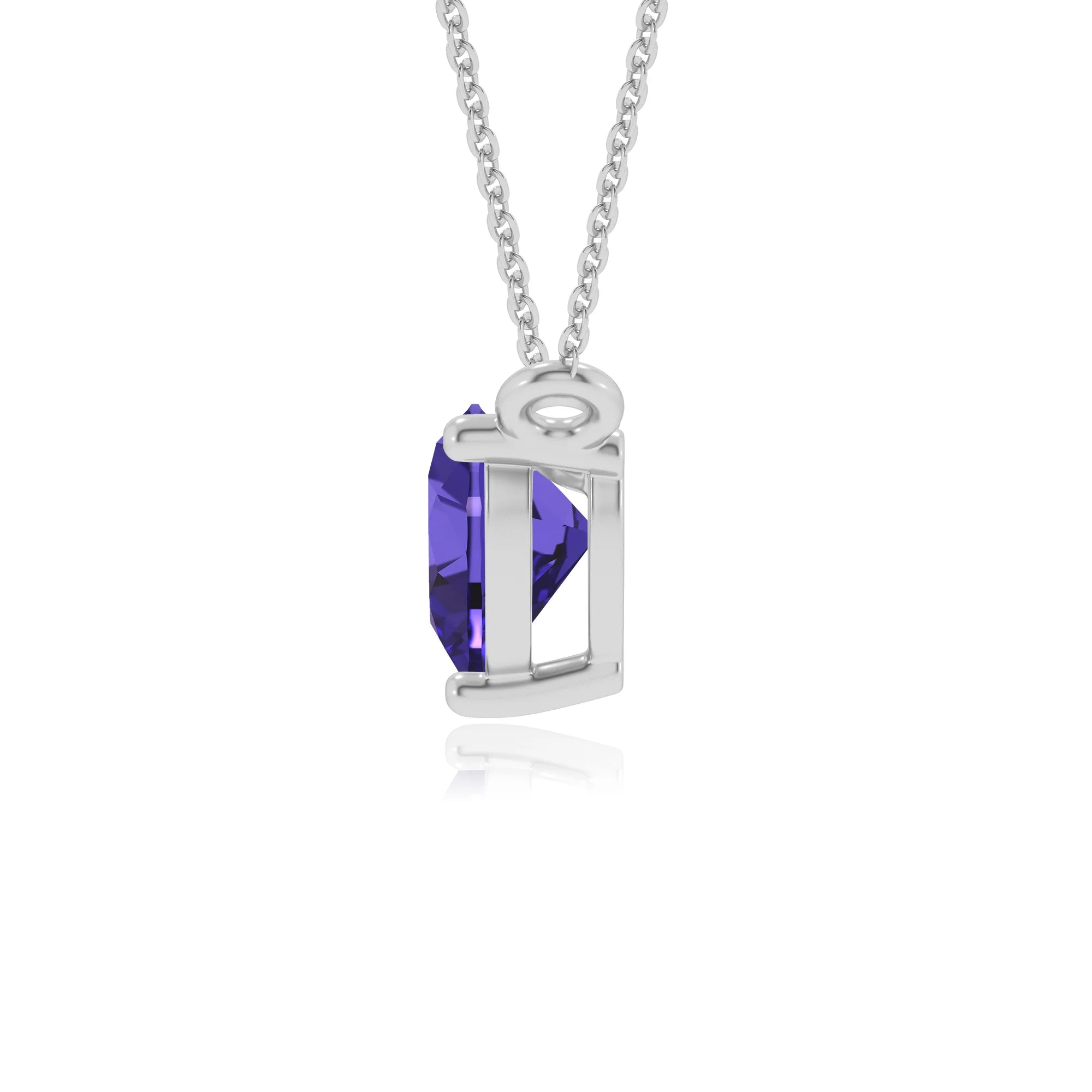lab grown tanzanite heart solitaire necklaces in sterling silver
