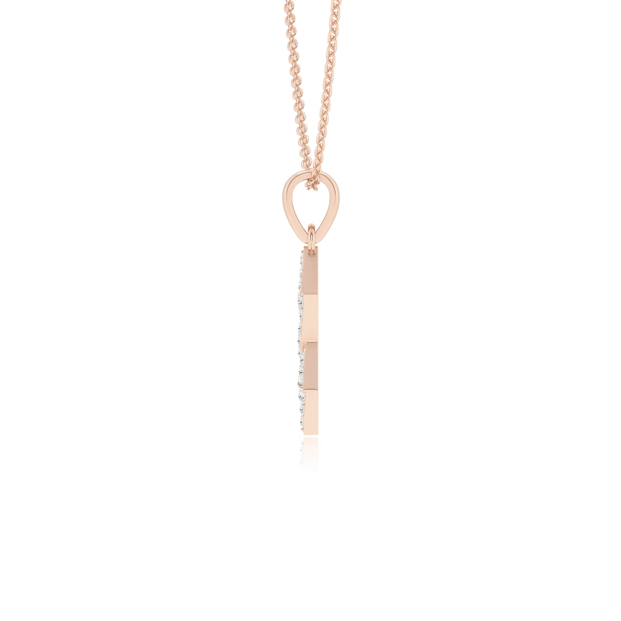 lab grown moissanite round necklaces in rose gold