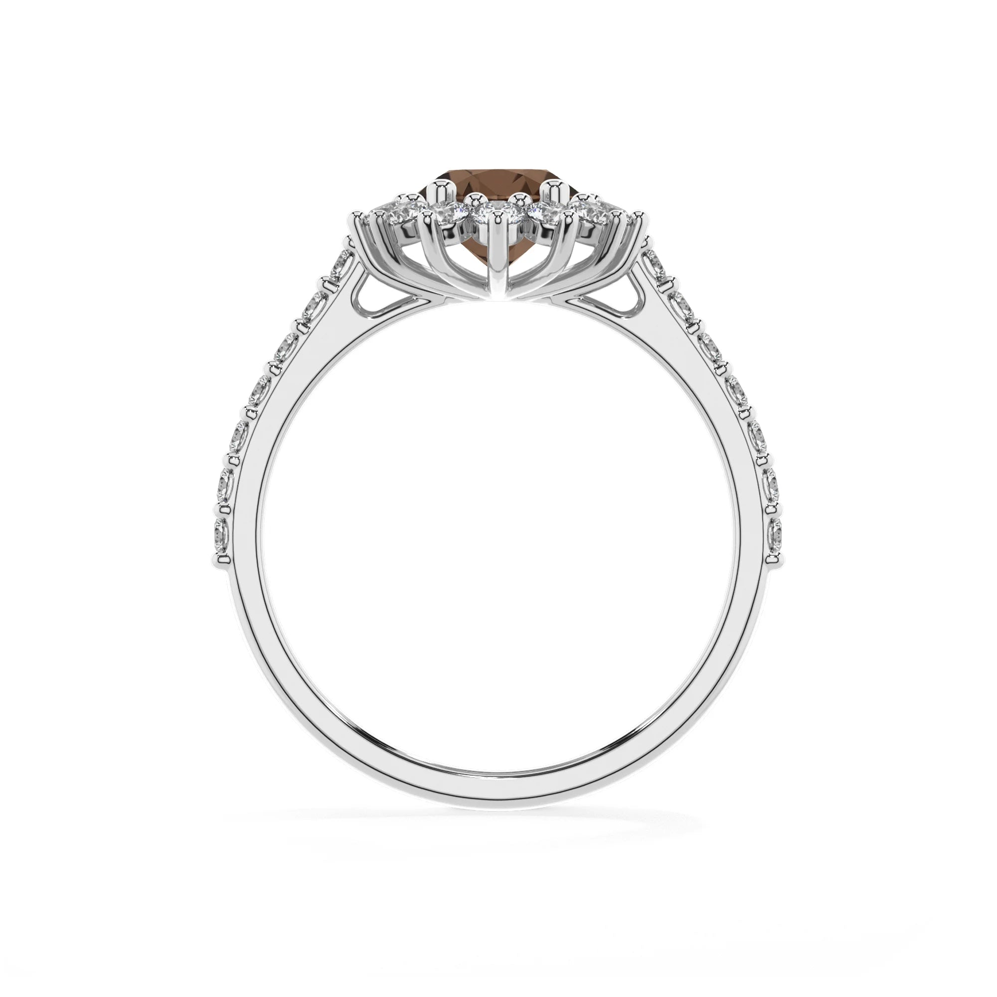 natural smoky-quartz oval solitaire rings in sterling silver