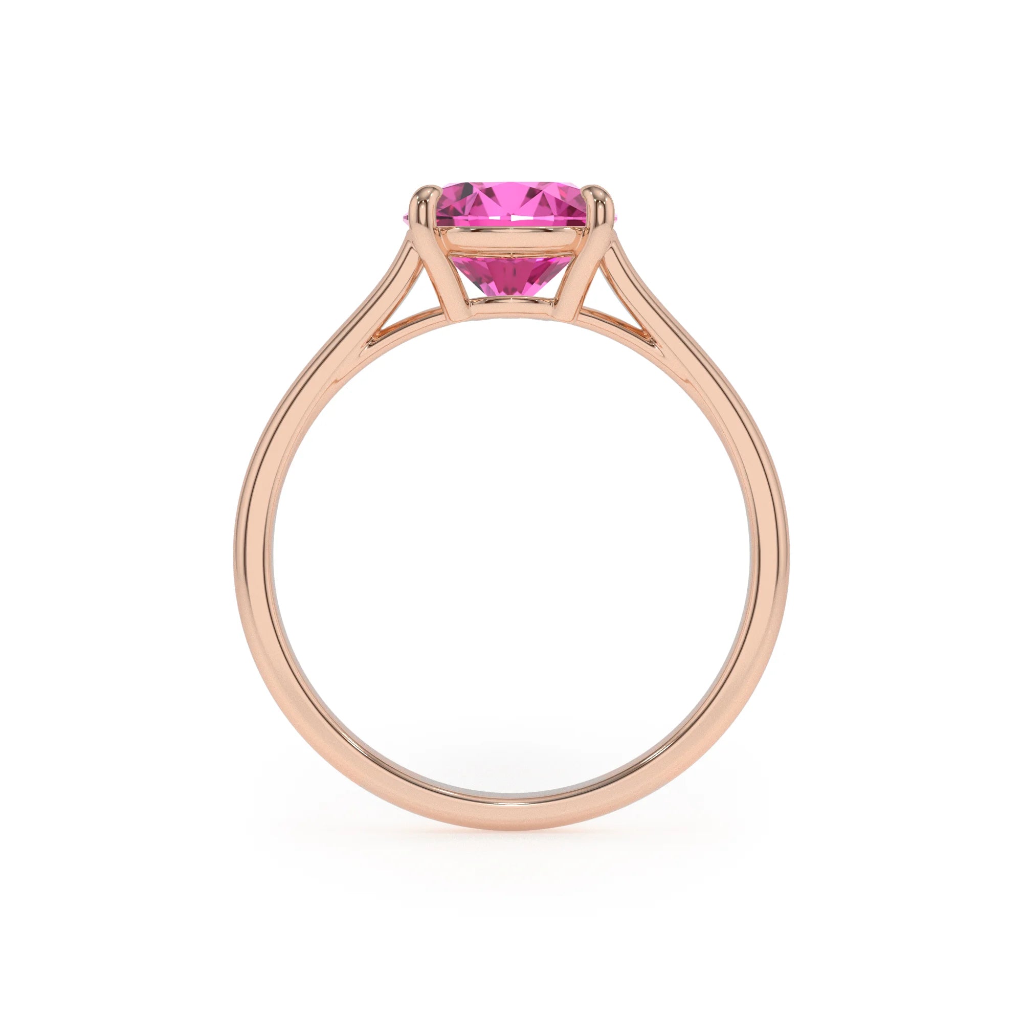 lab grown pink-sapphire pear solitaire rings in rose gold