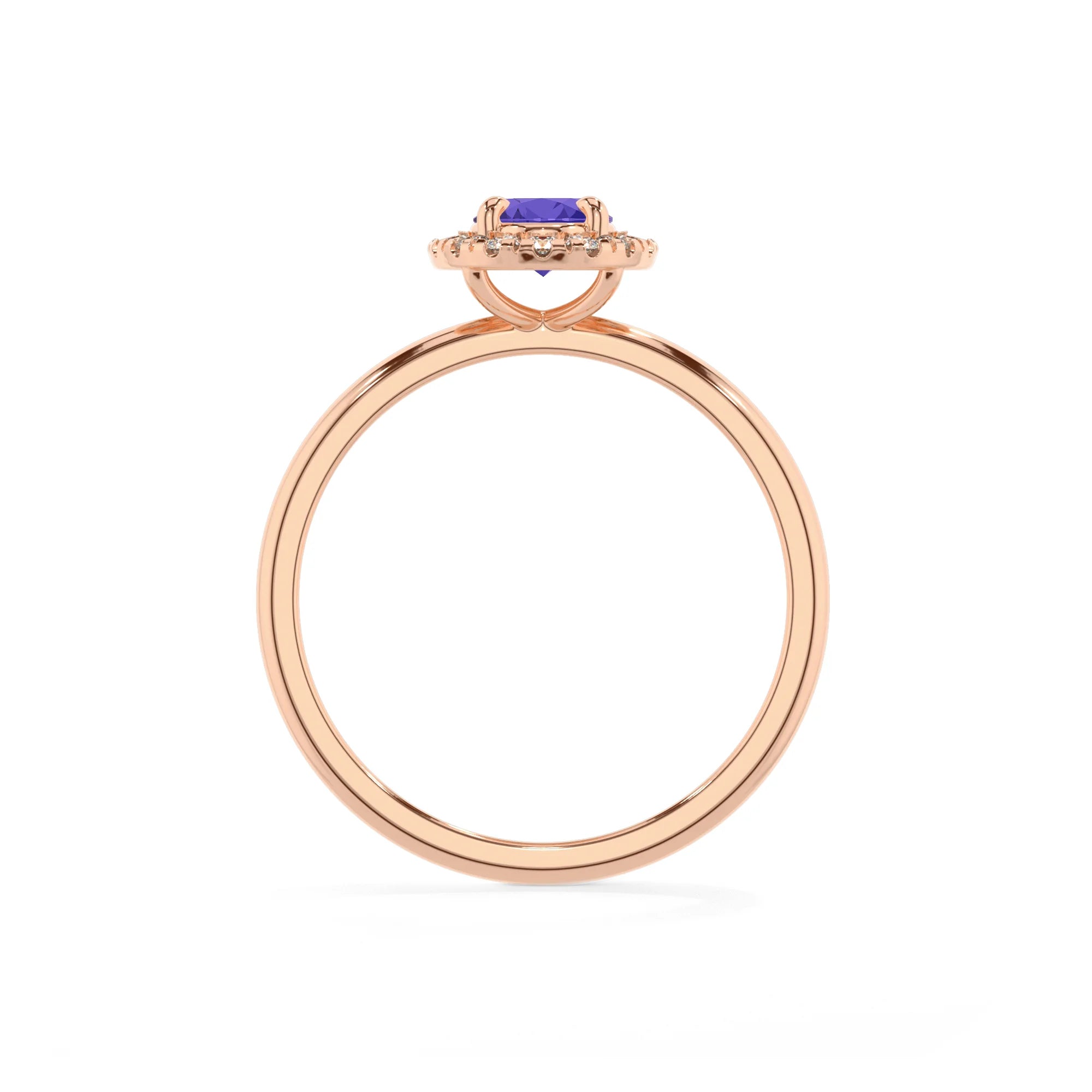 lab grown tanzanite oval solitaire rings in rose gold