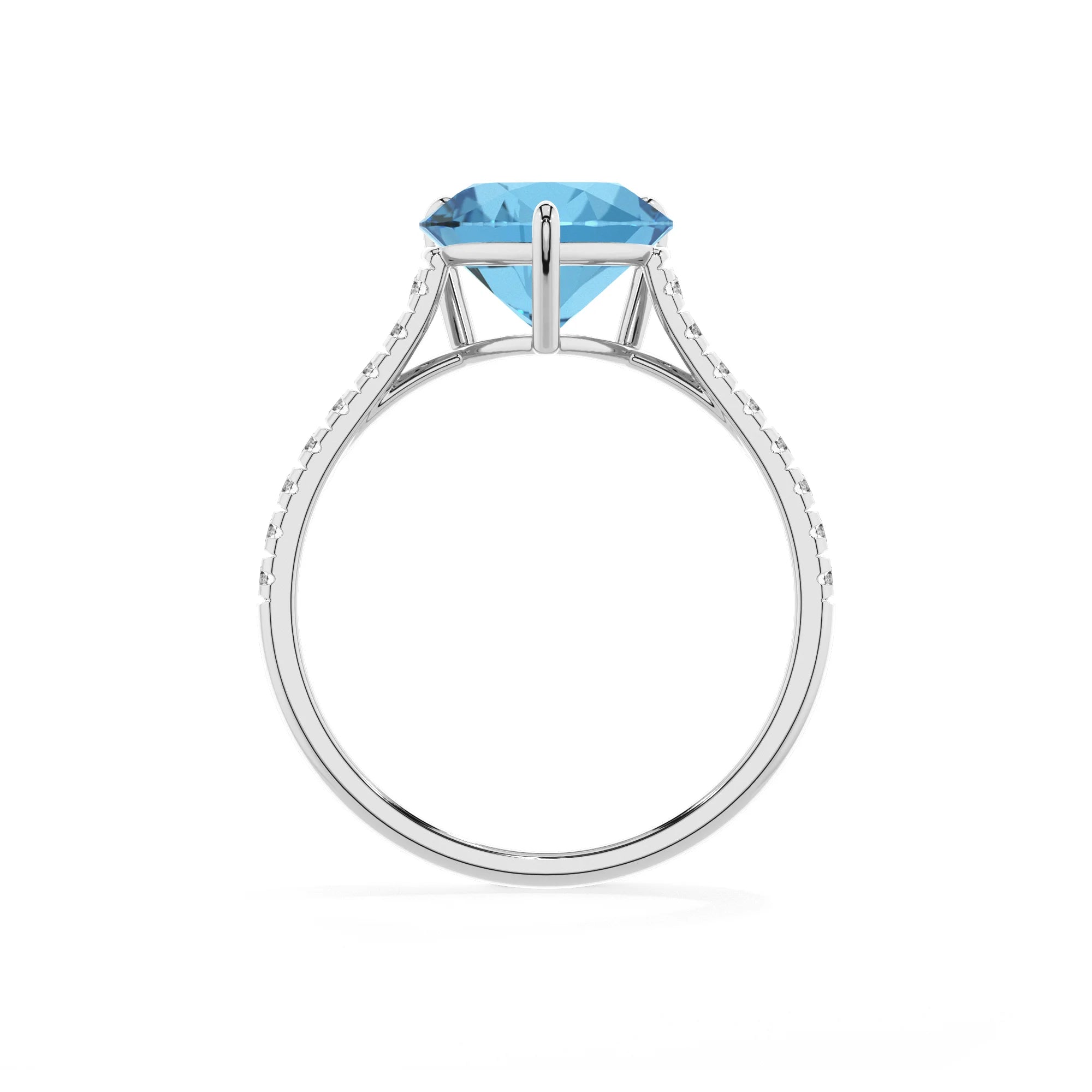 natural swiss-blue-topaz heart half eternity solitaire engagement rings in platinum