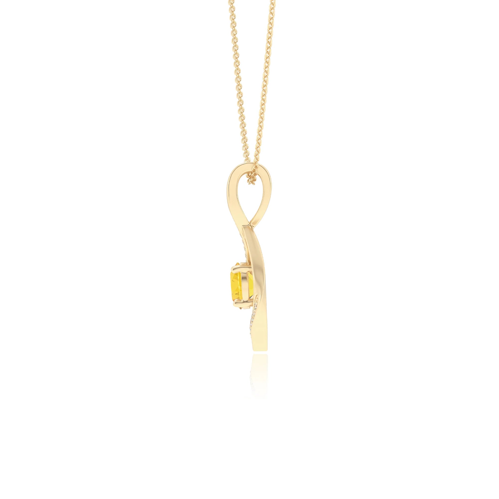 lab grown yellow-sapphire round solitaire necklaces in yellow gold