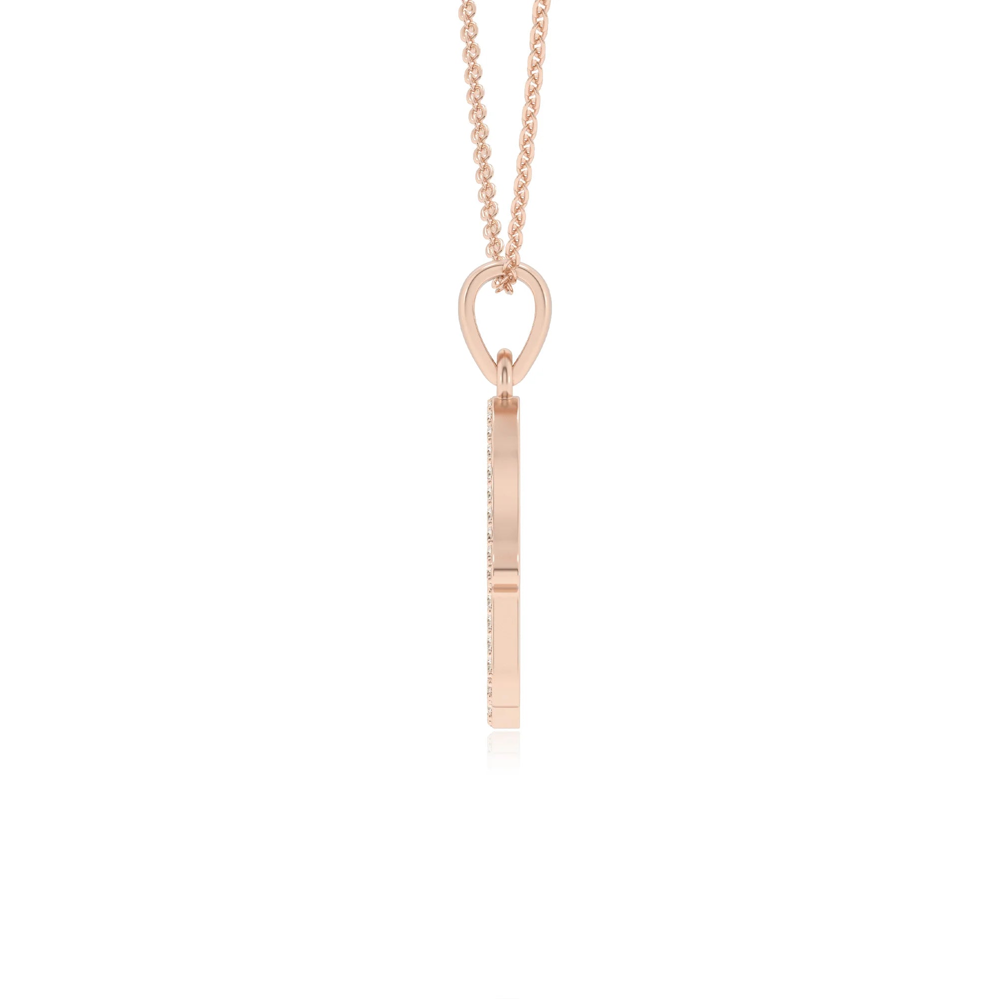 lab grown moissanite round necklaces in rose gold