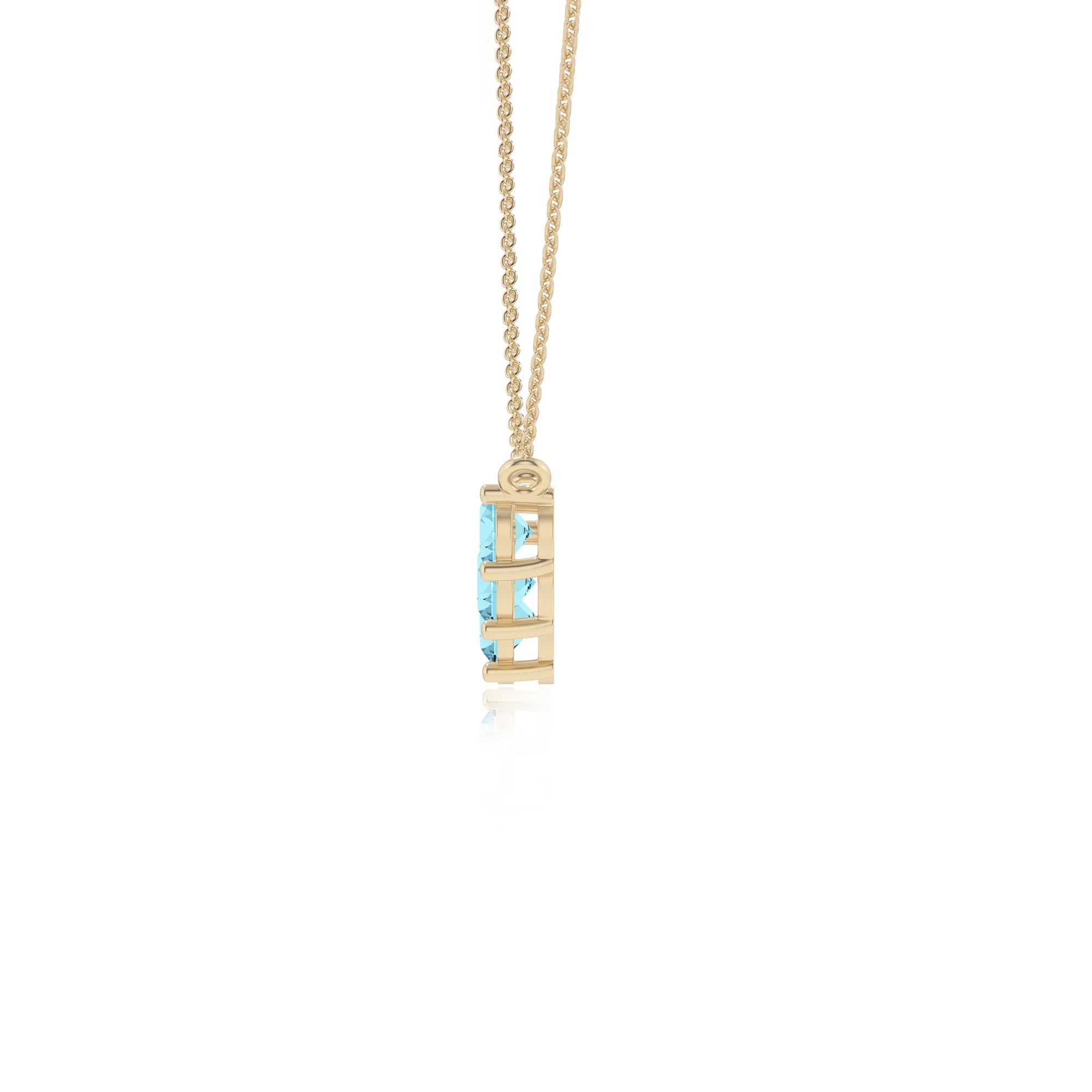 lab grown aquamarine round bar necklaces in yellow gold