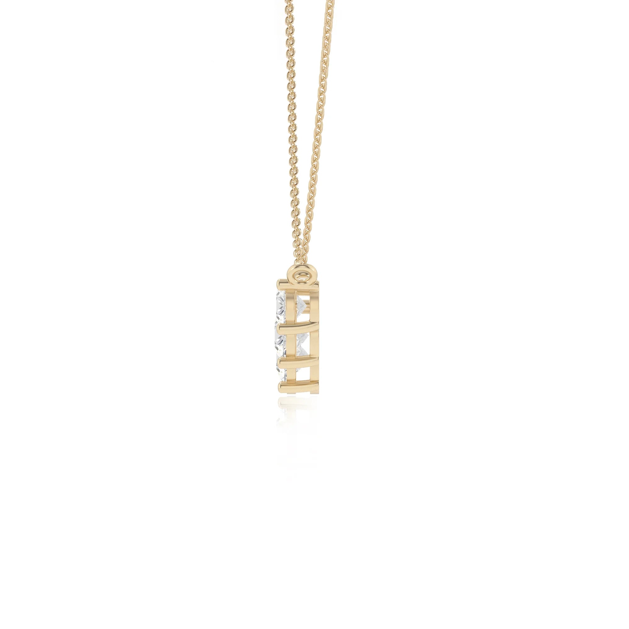 lab grown moissanite round bar necklaces in yellow gold
