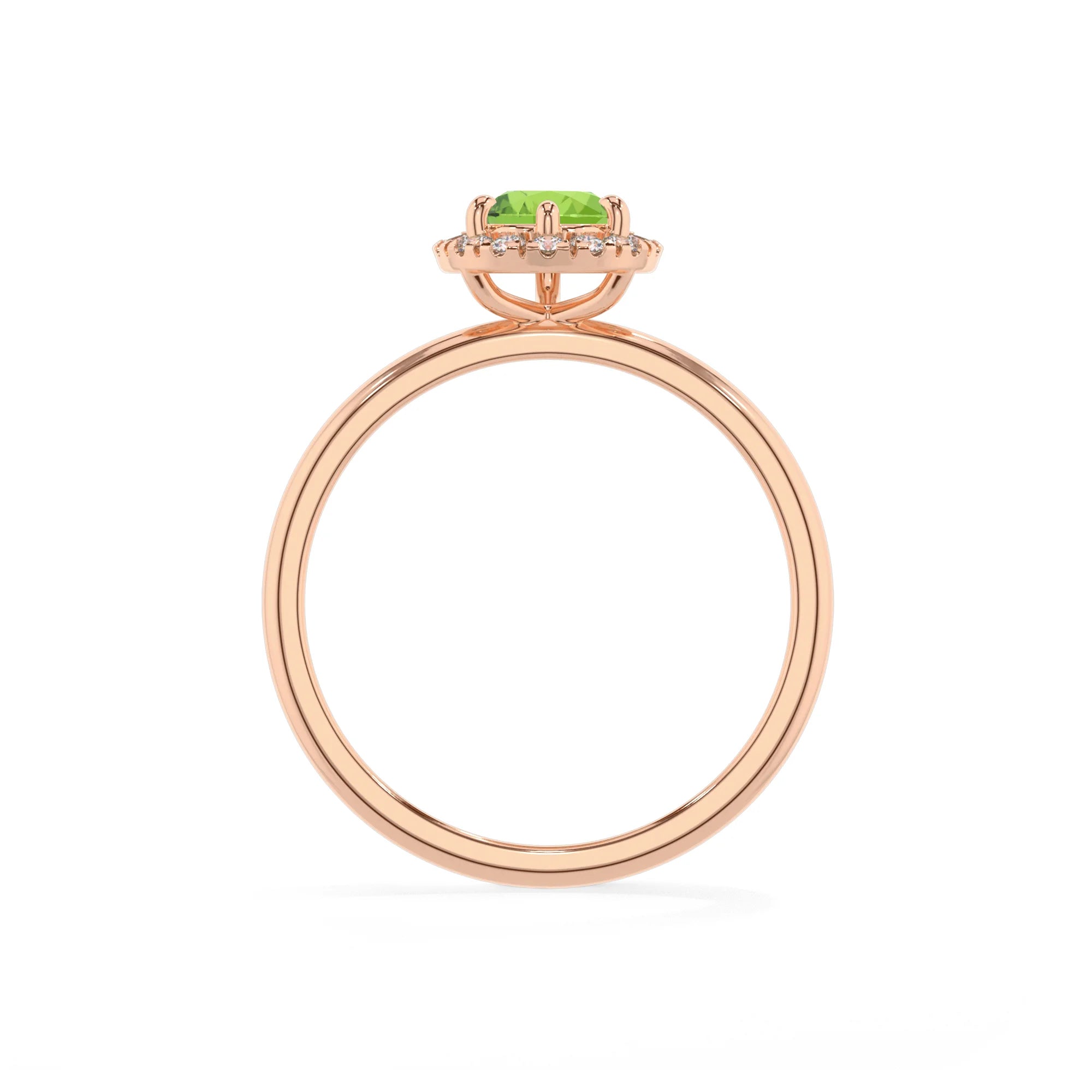 natural peridot pear solitaire rings in rose gold