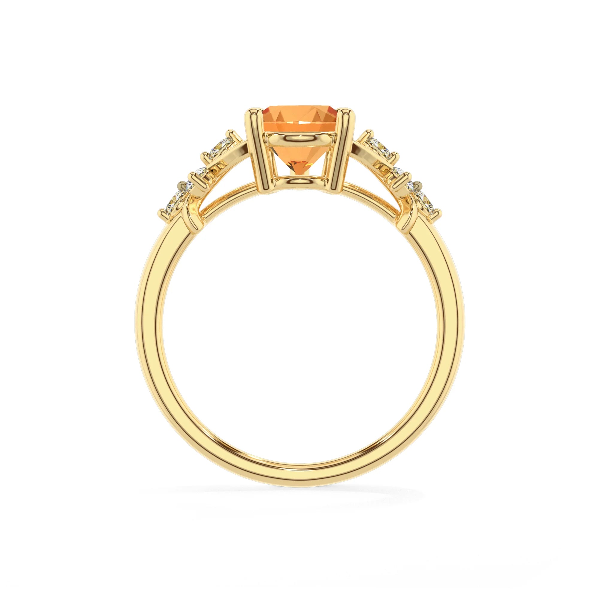 lab grown citrine pear solitaire rings in yellow gold