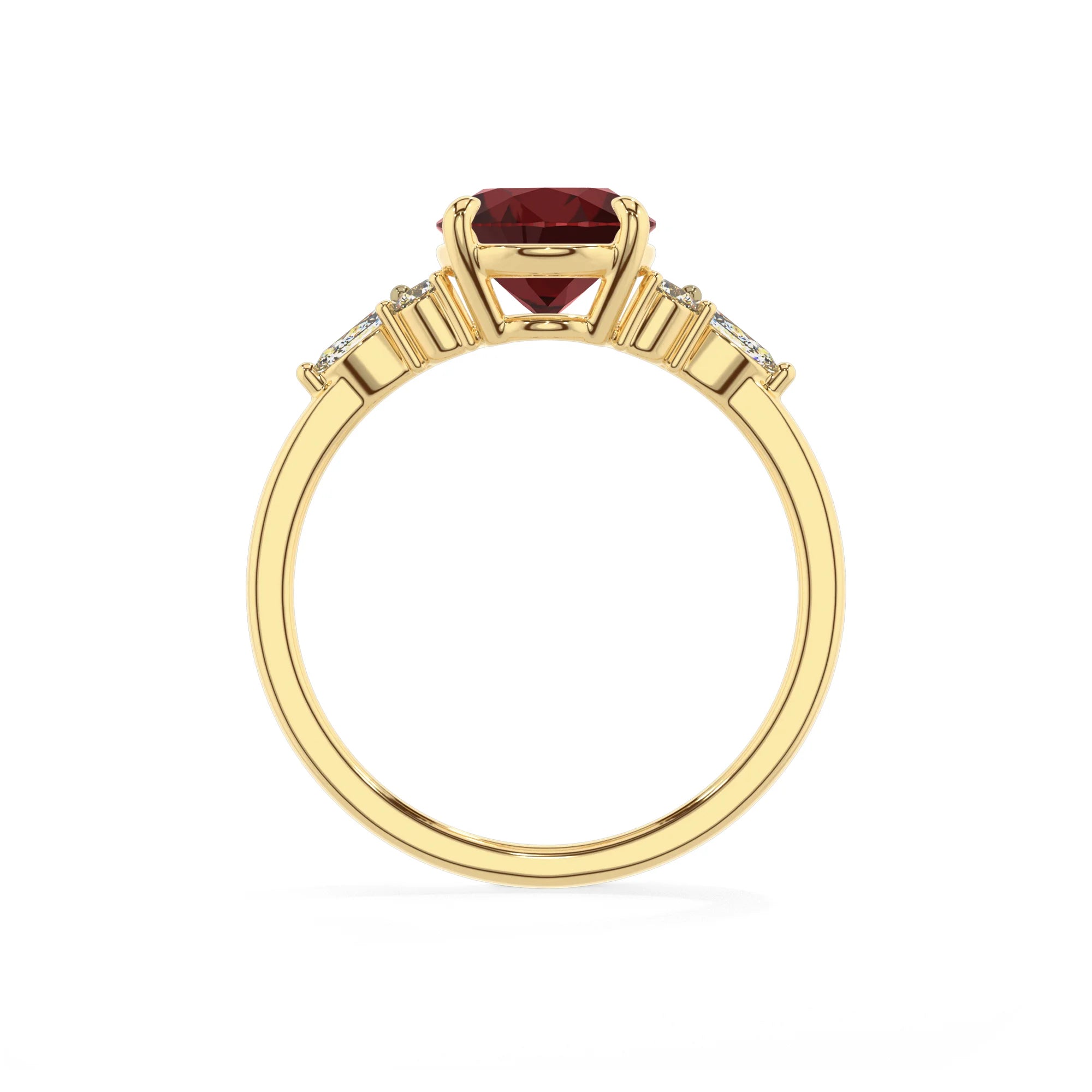 natural garnet oval solitaire rings in yellow gold