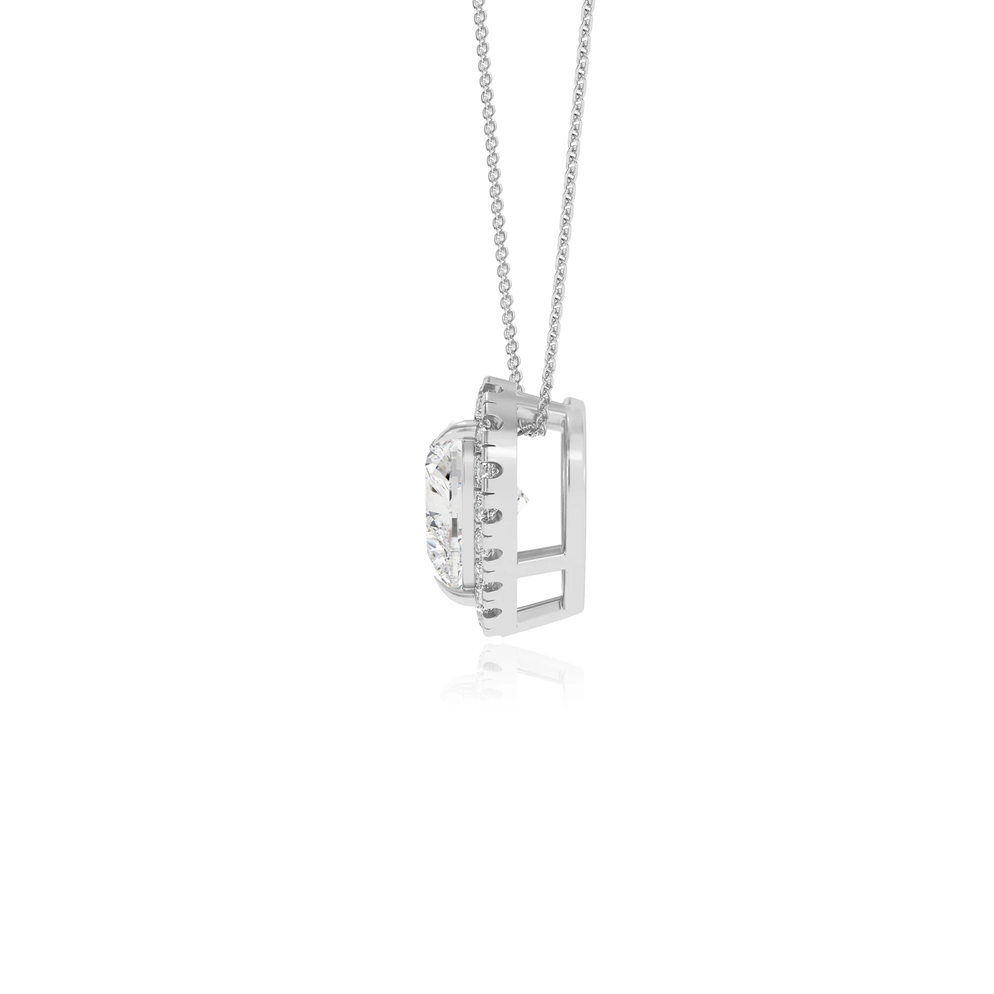 lab grown moissanite heart solitaire necklaces in white gold